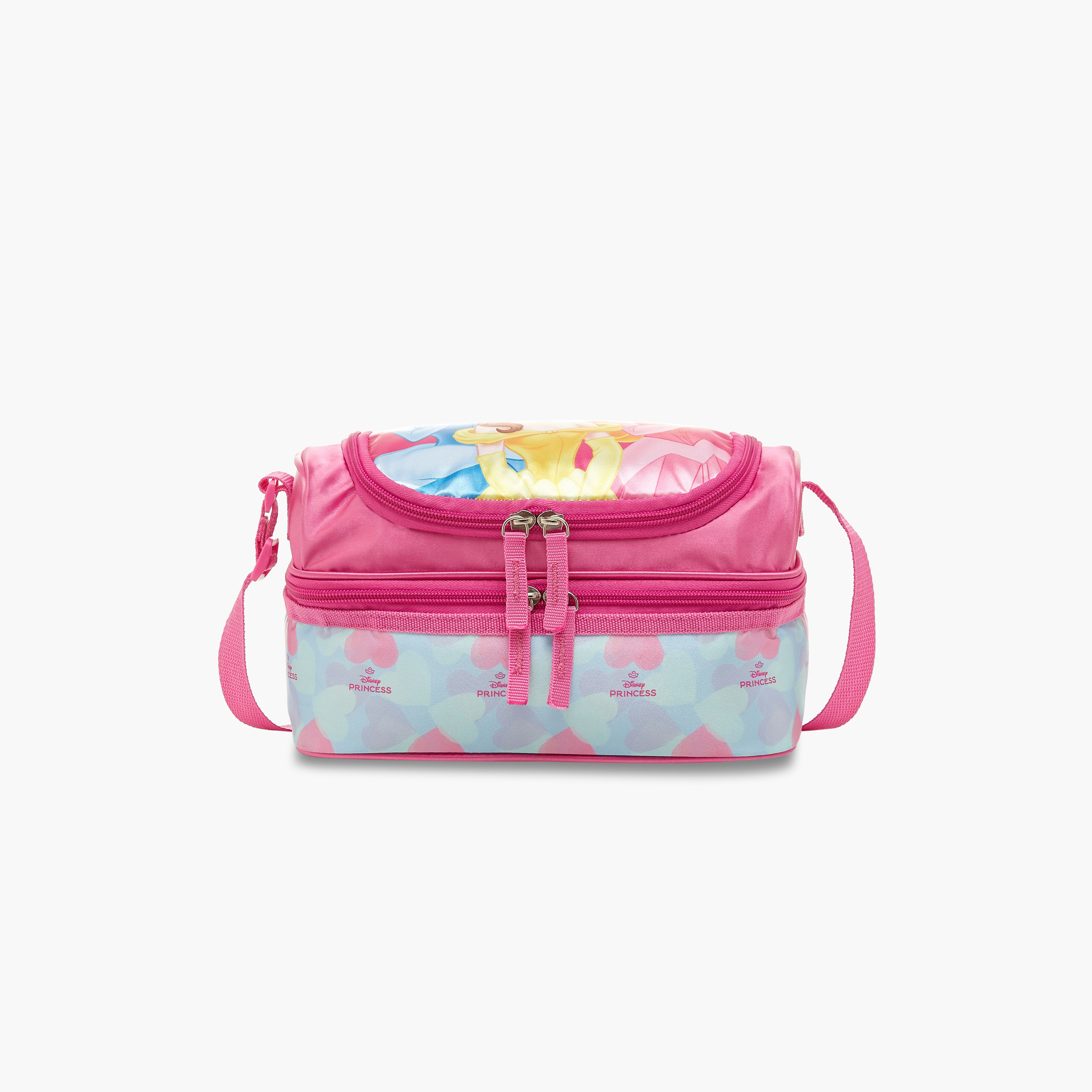 Disney Princess Print Double Layer Lunch Bag with Adjustable Strap and Zip Closure-school-lunchessentials-lunchbags-image-1