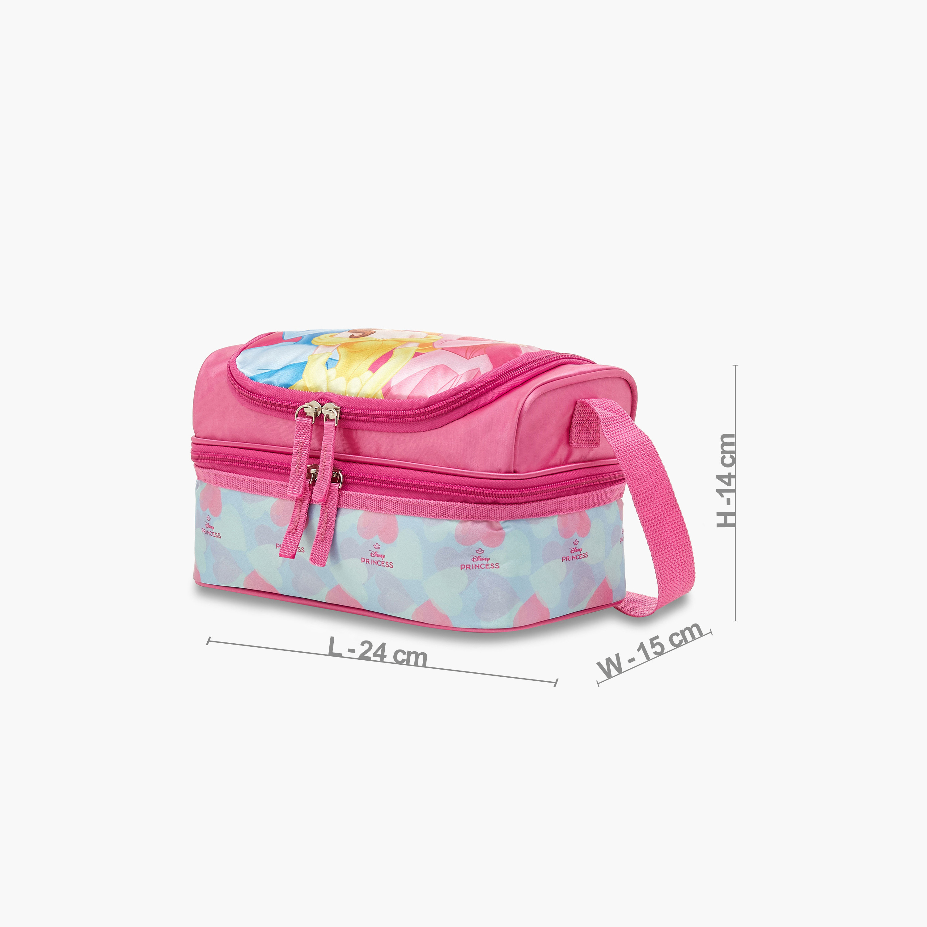 Disney Princess Print Double Layer Lunch Bag with Adjustable Strap and Zip Closure-school-lunchessentials-lunchbags-image-2