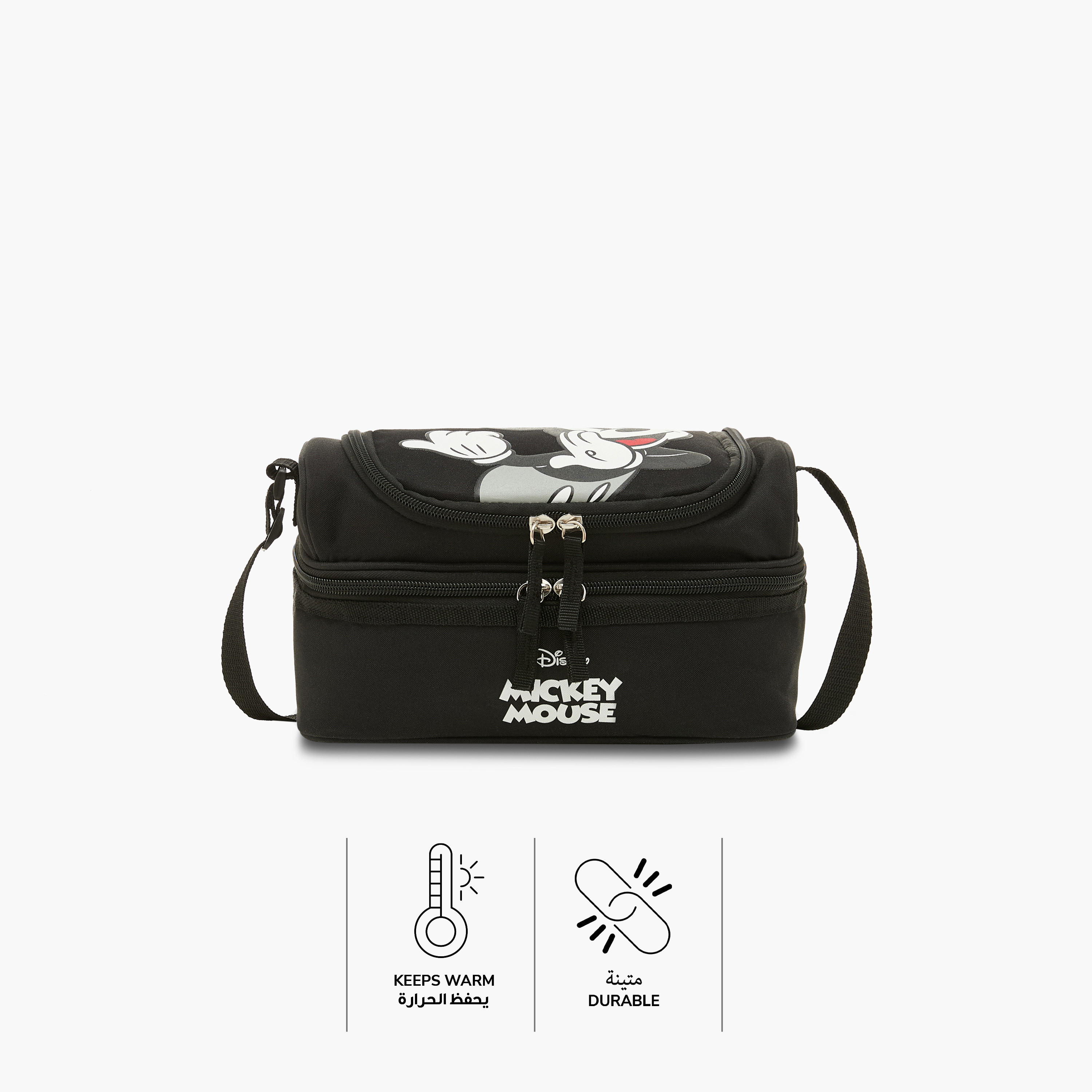 Mickey Mouse Print Double Layer Insulated Lunch Bag with Zip Closure-school-lunchessentials-lunchbags-image-4
