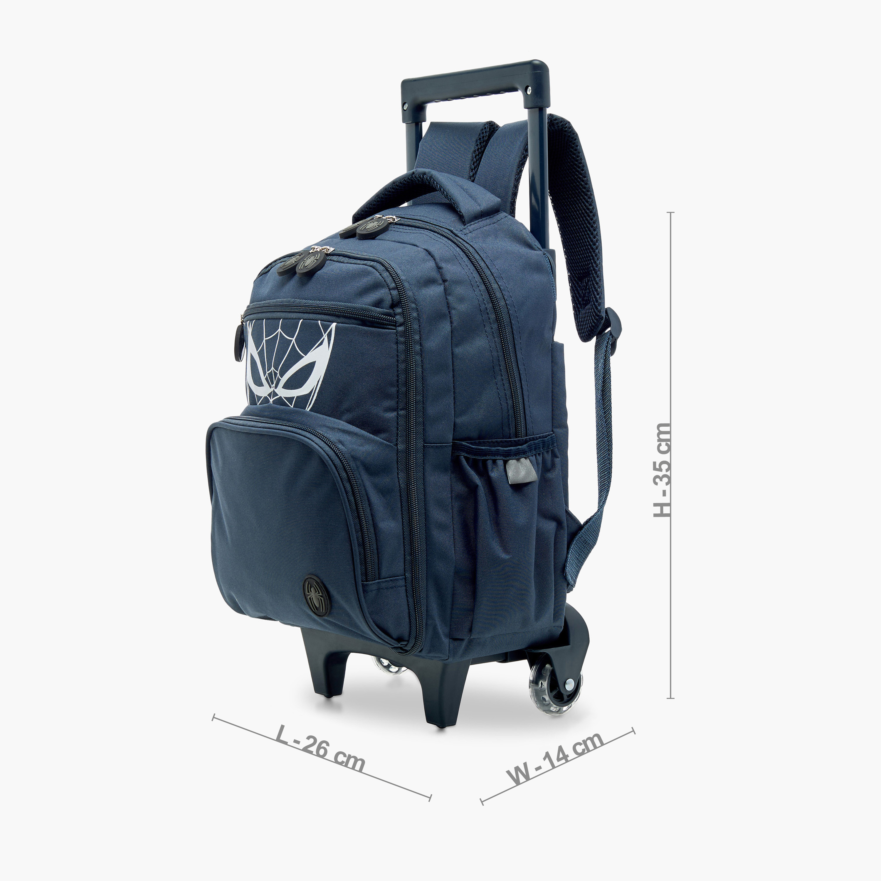 Spider-Man Print Trolley Backpack with Wheels and Zip Closure - 14 inches-school-bagsandbackpacks-trolleybags-image-2