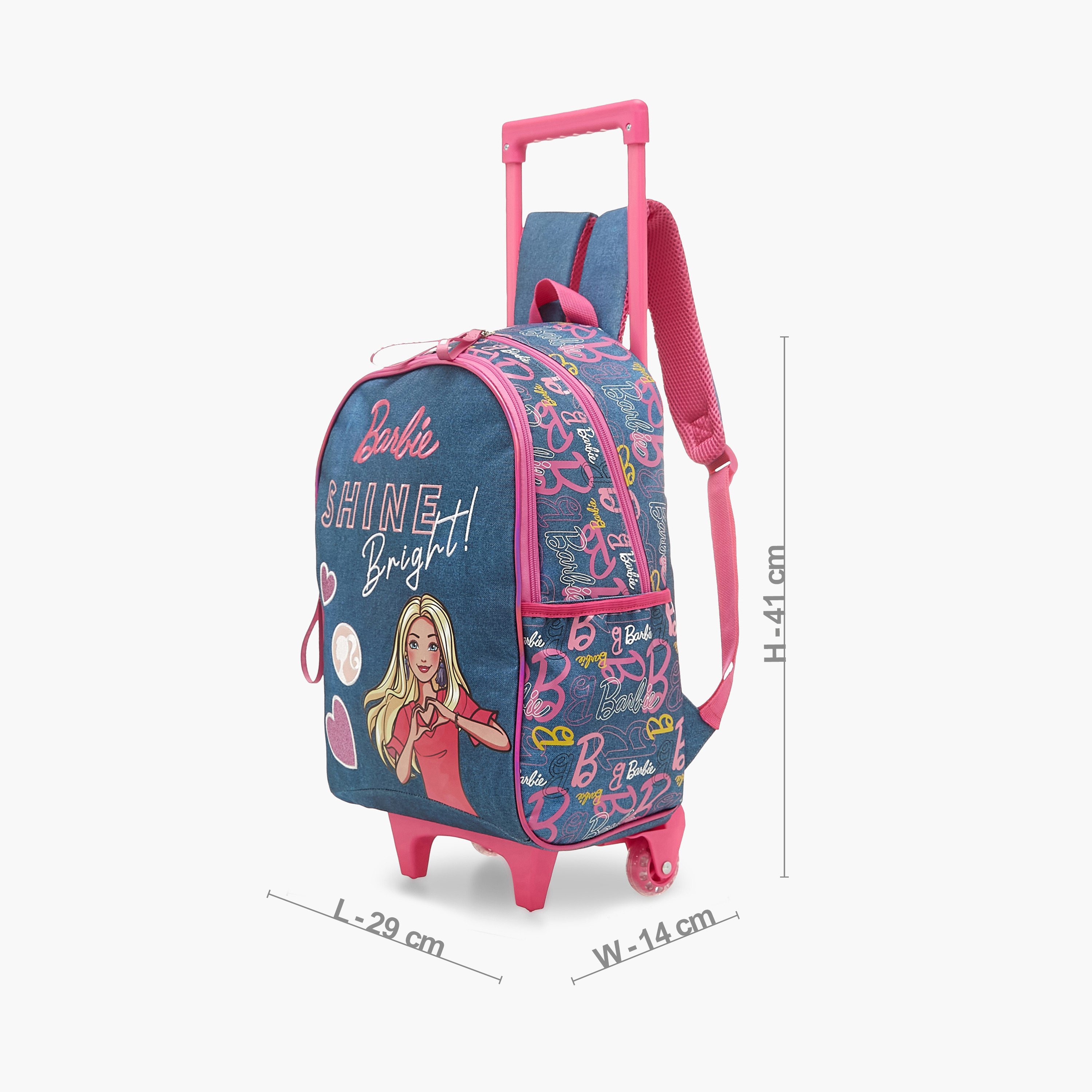 Barbie Printed Trolley Backpack with Retractable Handle - 16 inches-school-bagsandbackpacks-trolleybags-image-2