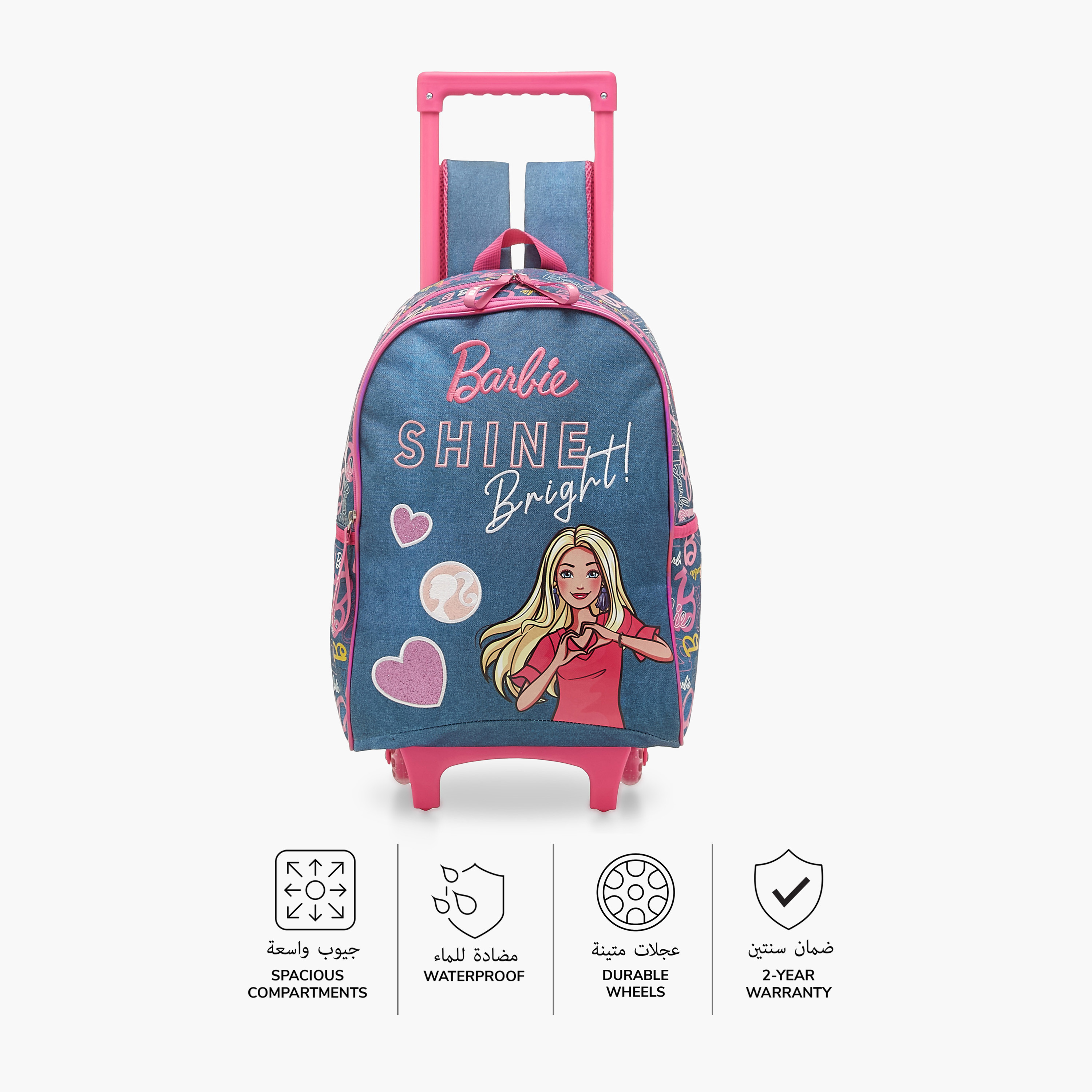 Barbie Printed Trolley Backpack with Retractable Handle - 16 inches-school-bagsandbackpacks-trolleybags-image-4