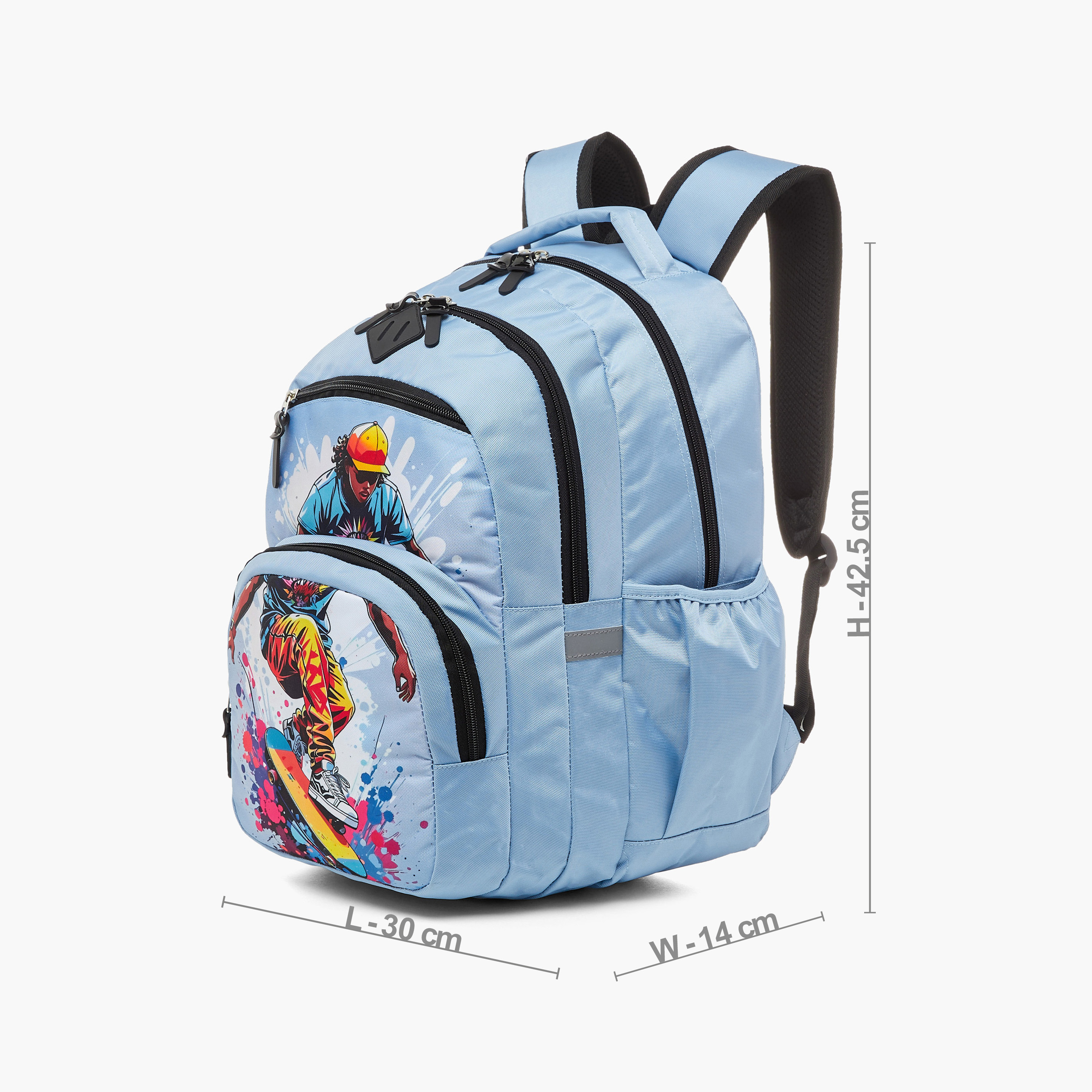 Juniors Graphic Print Backpack with Zip Closure and Adjustable Shoulder Straps - 18 inches-school-bagsandbackpacks-backpacks-image-2