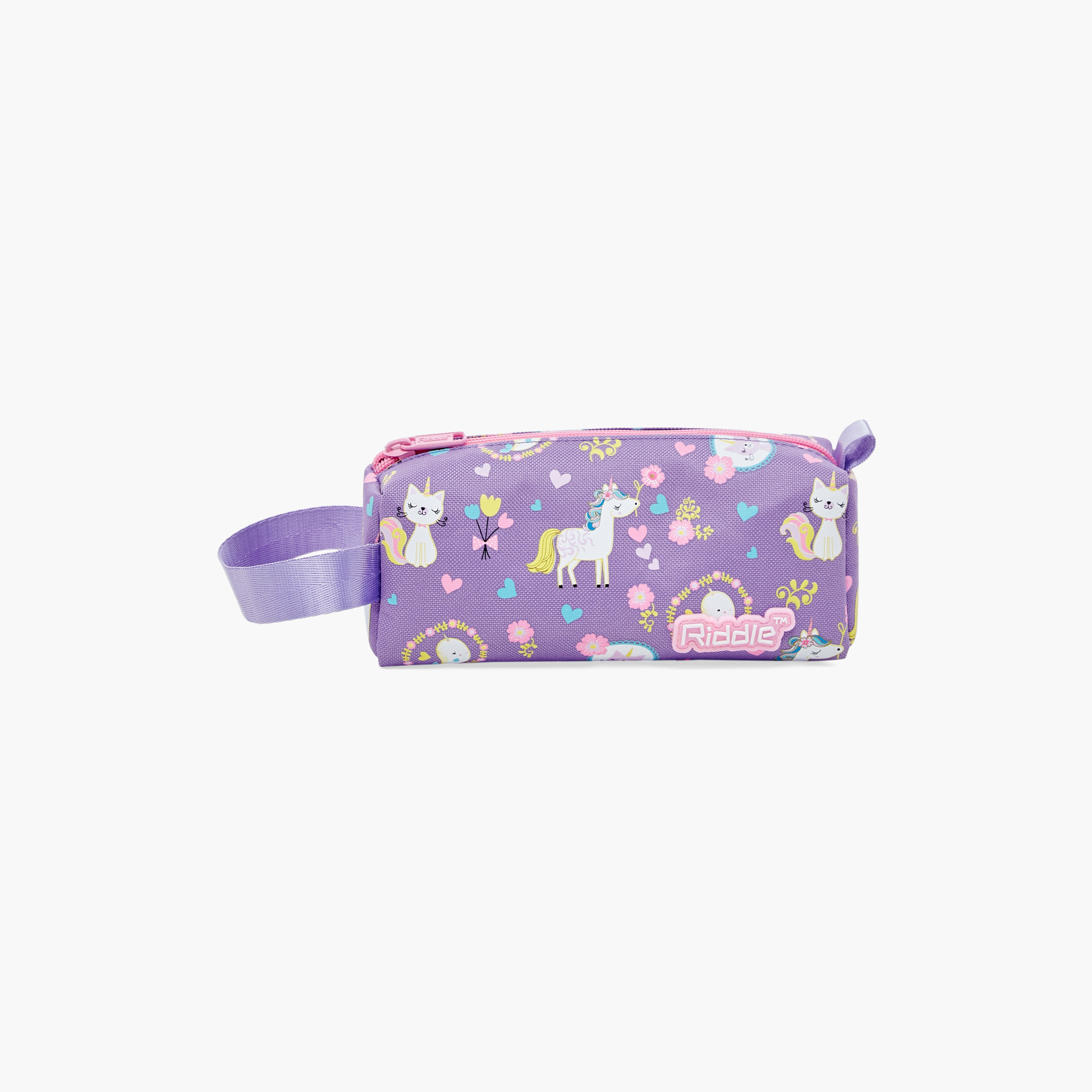 مقلمة بسحاب إغلاق وطبعات يونيكورن وفتحة للاسم من جونيورز-school-stationery-pencilcases-image-1