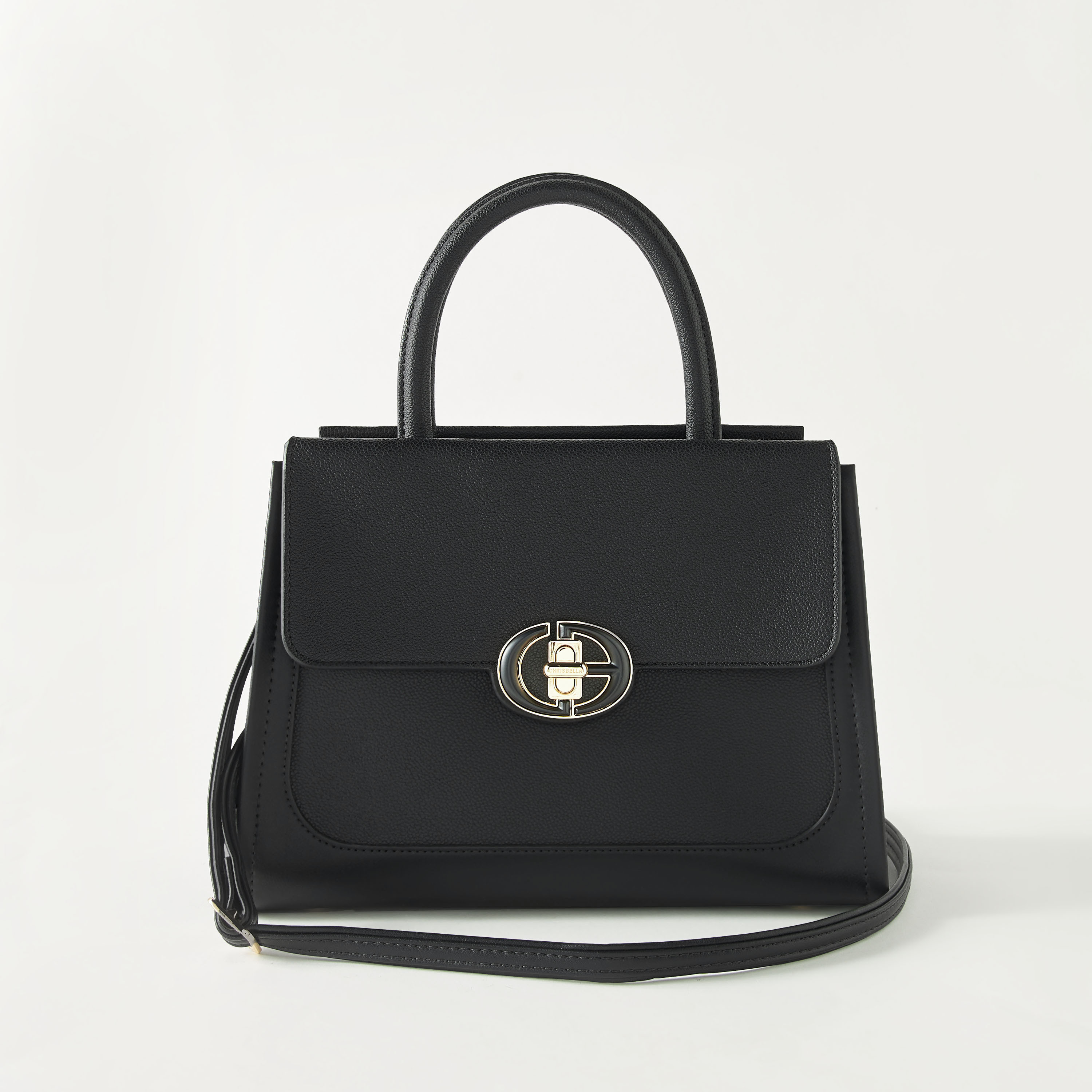 Chrisbella Textured Satchel Bag with Double Handle and Pouch-women-bagsandwallets-handbags-image-3