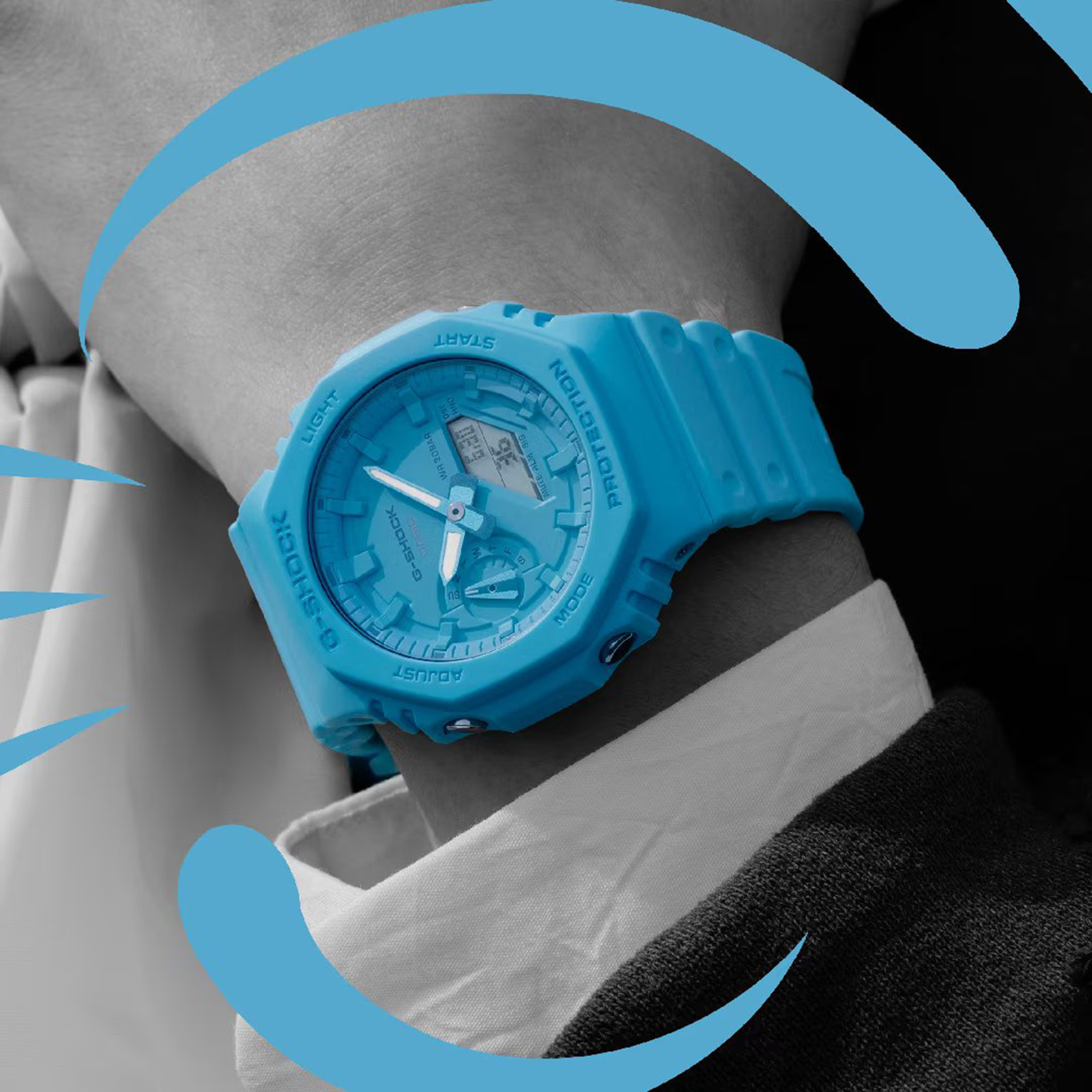 G-SHOCK Men's Blue Analog-Digital Silicone Strap Watch | GA-2100-2A2 | 45 MM-men-watchesandjewellery-watches-image-6