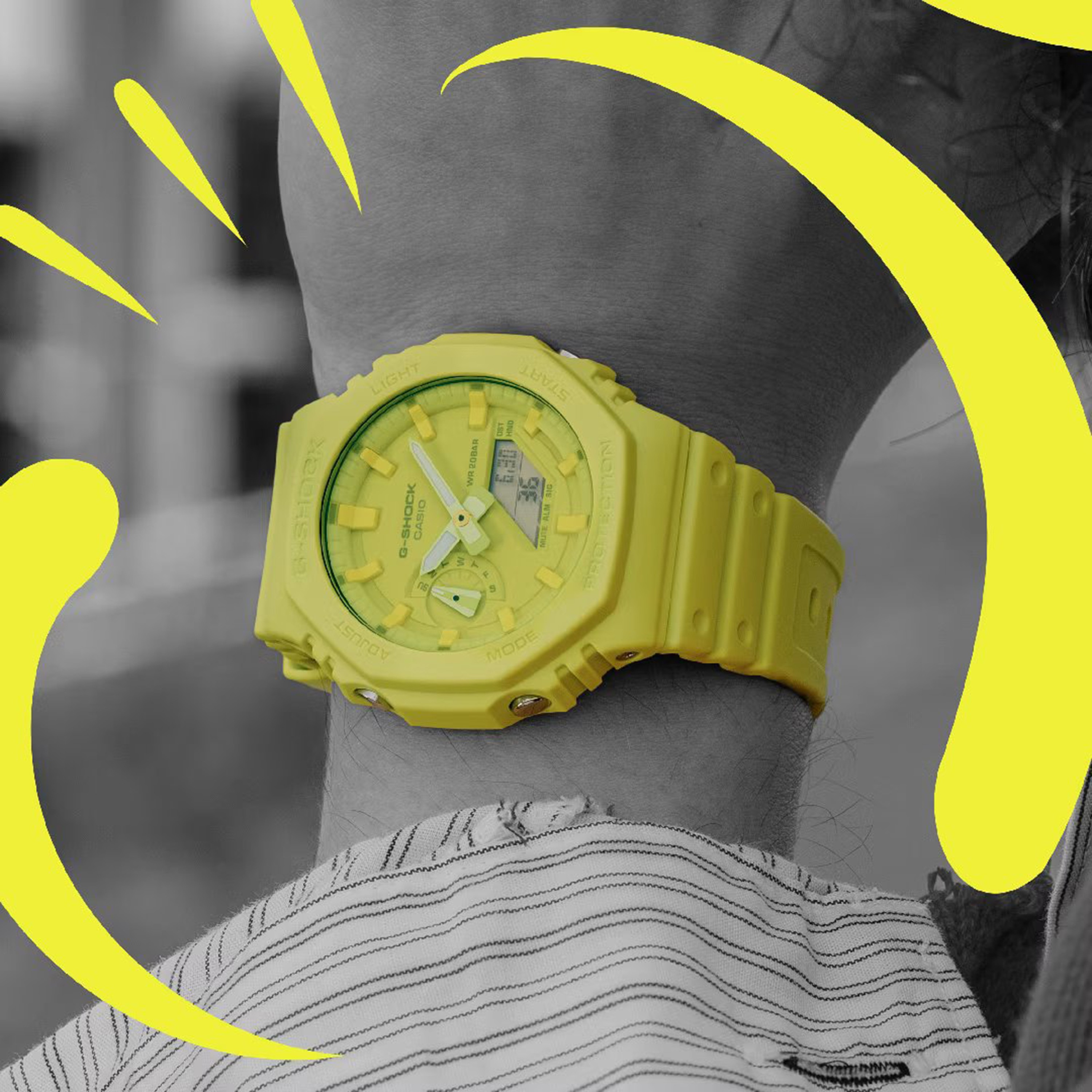 G-SHOCK Men's Yellow Analog-Digital Silicone Strap Watch | GA-2100-9A9-men-watchesandjewellery-watches-image-6