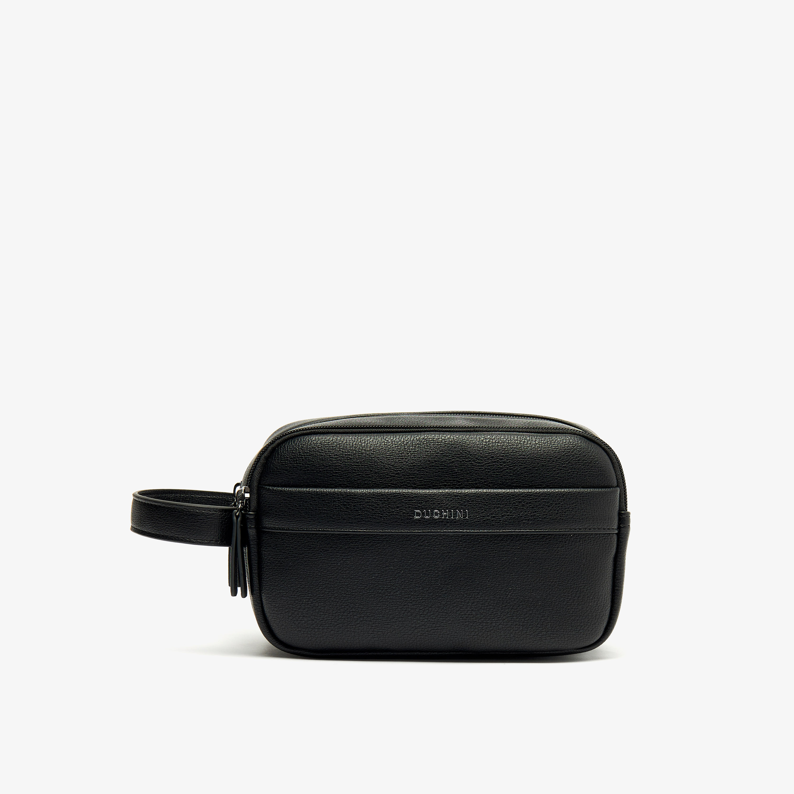 Duchini Solid Pouch with Zip Closure and Wristlet Strap-men-bags-image-1
