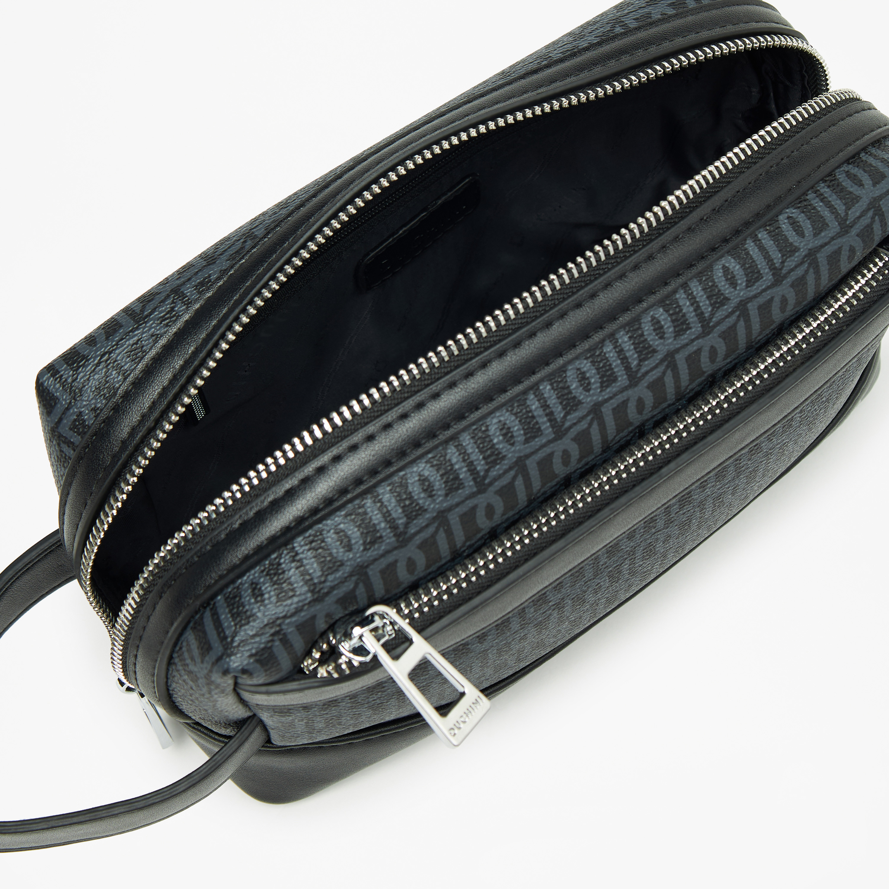 Duchini Monogram Print Pouch with Wrist Handle and Zip Closure-men-bags-image-5