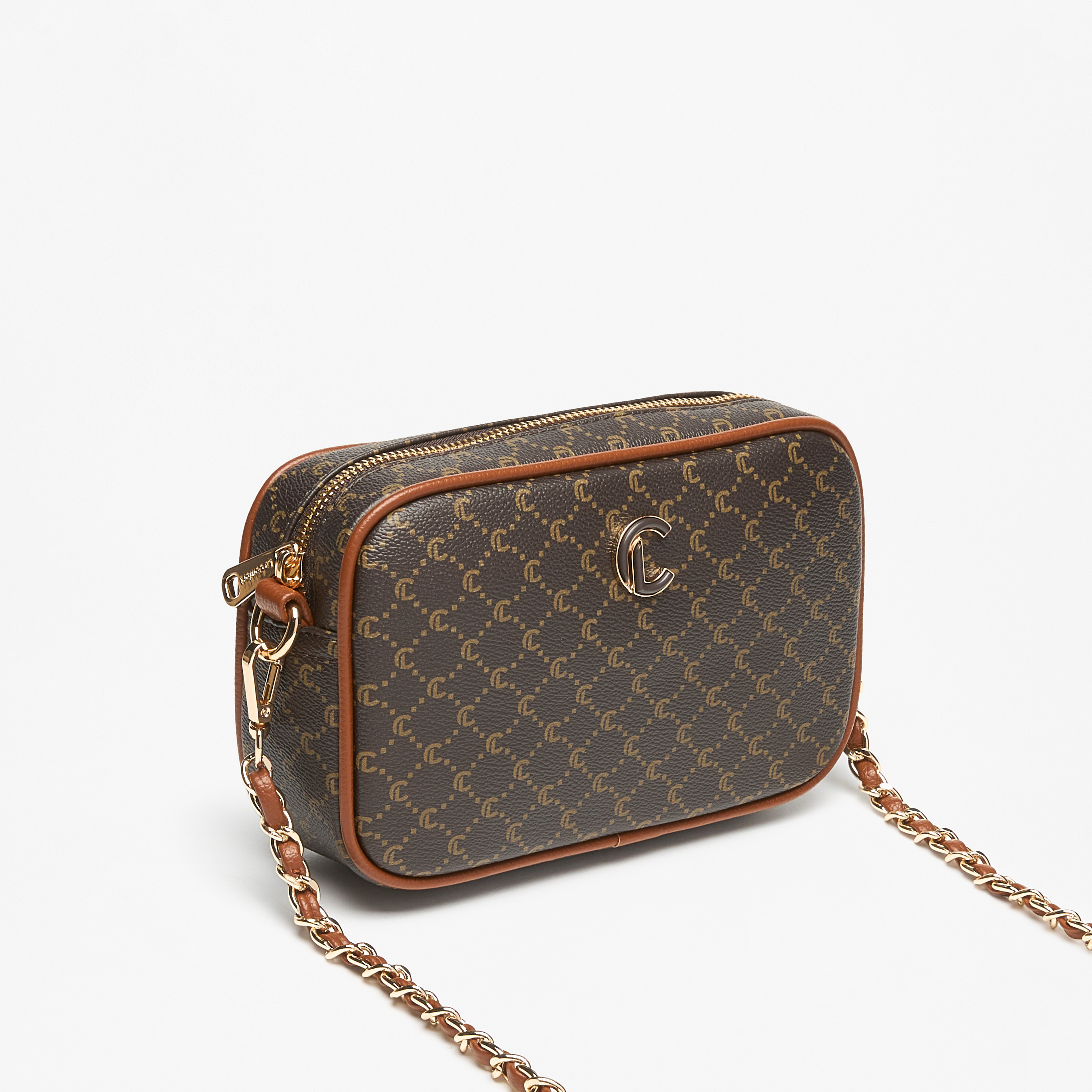 Le Confort All-Over Monogram Print Crossbody Bag with Chain Strap and Zip Closure-women-bagsandwallets-handbags-image-2