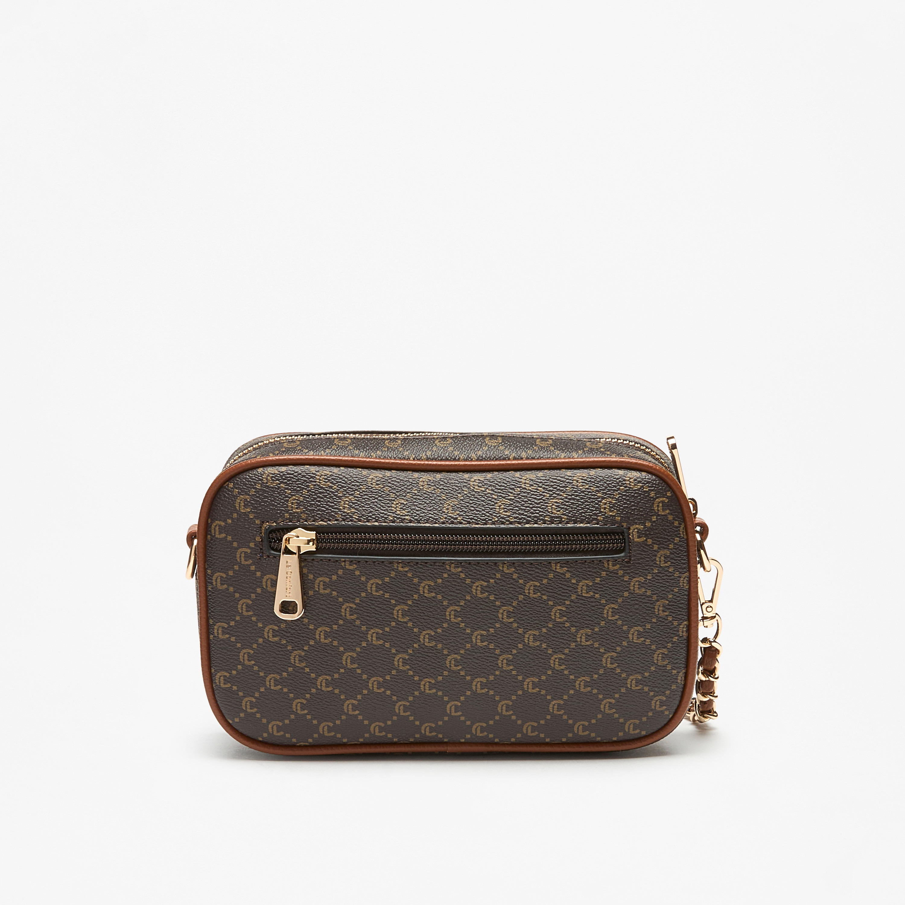 Le Confort All-Over Monogram Print Crossbody Bag with Chain Strap and Zip Closure-women-bagsandwallets-handbags-image-3