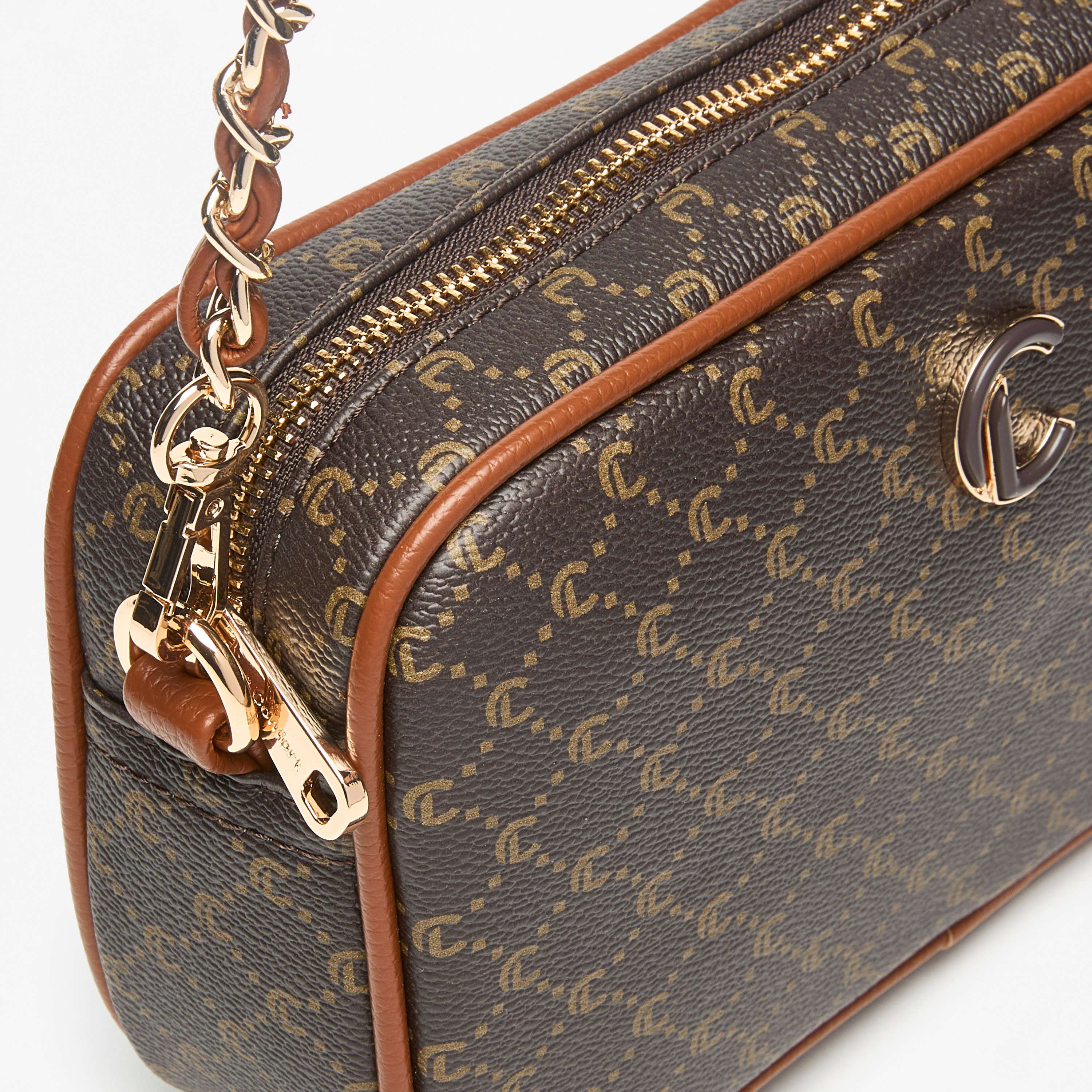 Le Confort All-Over Monogram Print Crossbody Bag with Chain Strap and Zip Closure-women-bagsandwallets-handbags-image-4