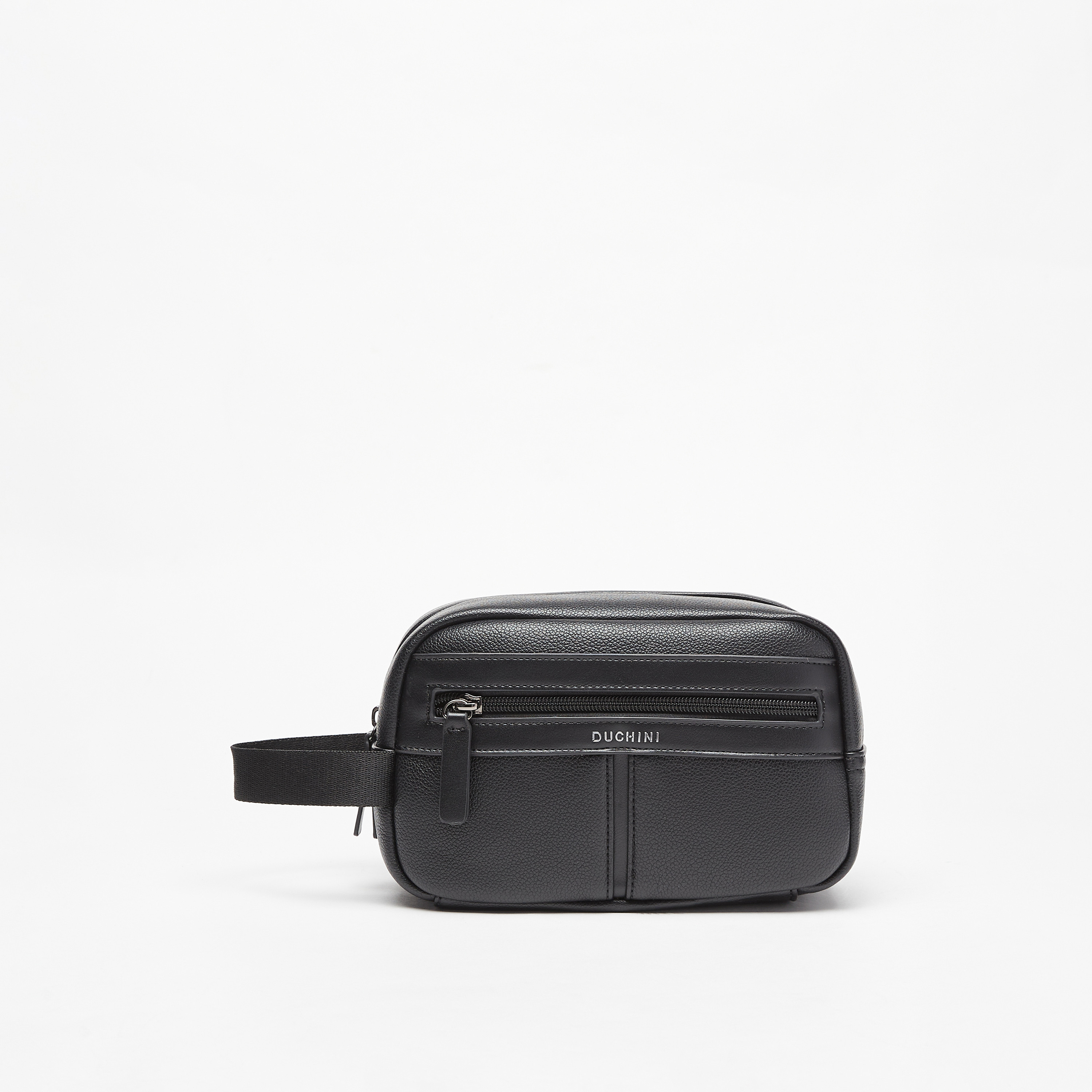 Buy Men s Duchini Solid Pouch Bag with Zip Closure and Side Handle Online Centrepoint Oman