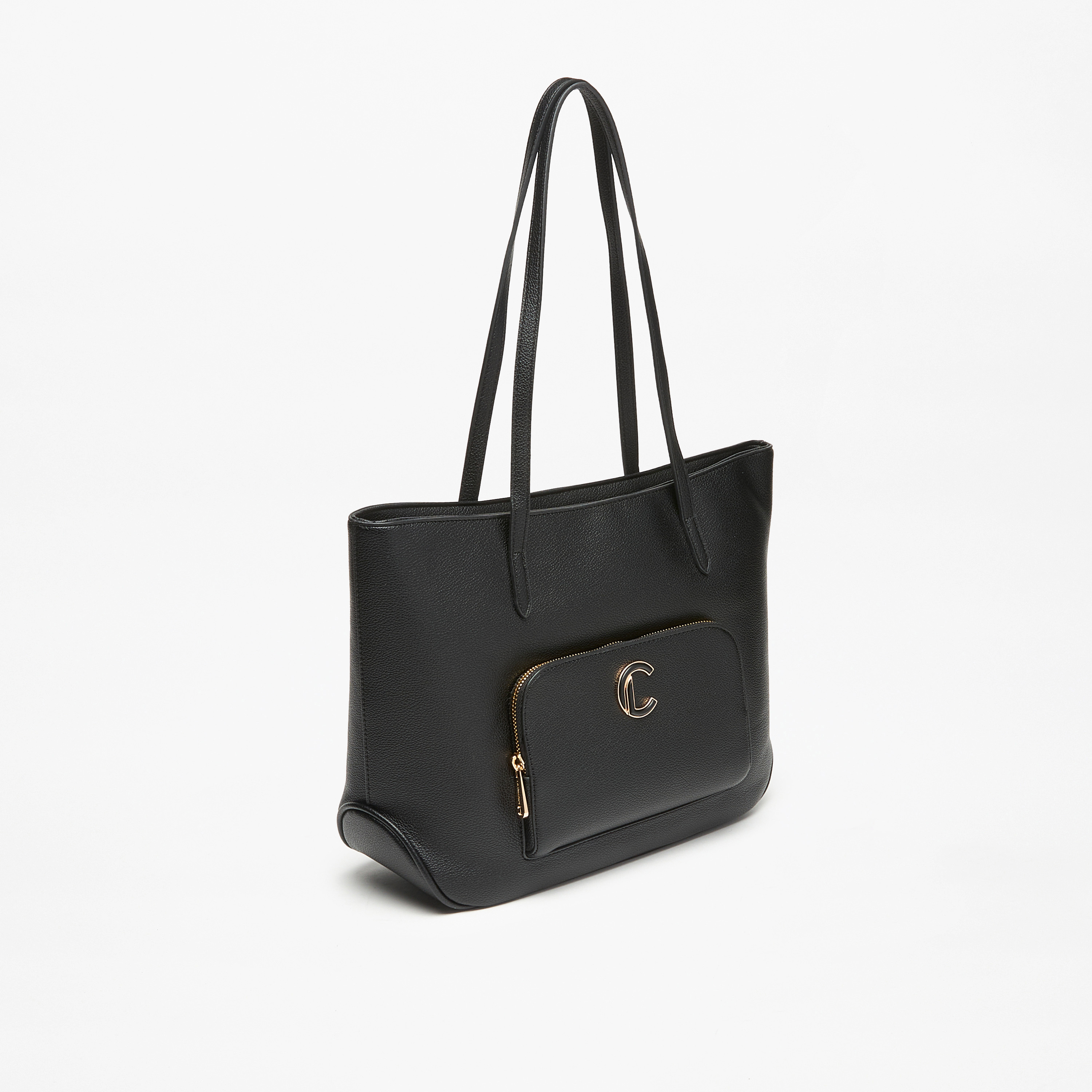 Le Confort Solid Tote Bag with Front Pocket and Zip Closure-women-bagsandwallets-handbags-image-2