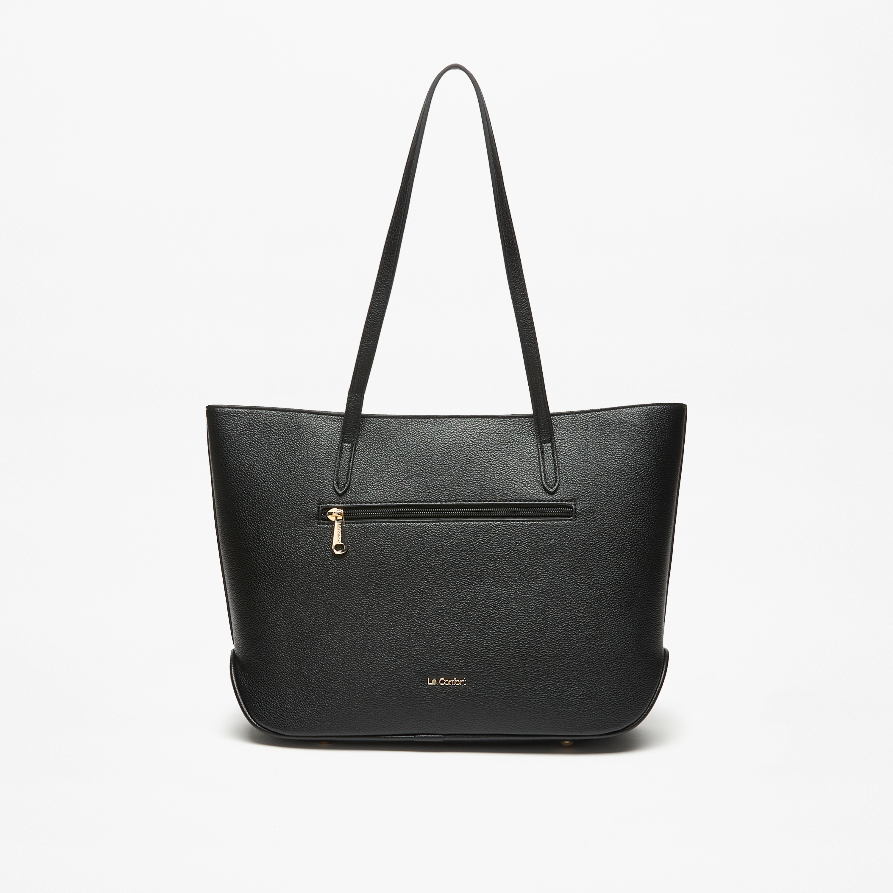 Le Confort Solid Tote Bag with Front Pocket and Zip Closure-women-bagsandwallets-handbags-image-3