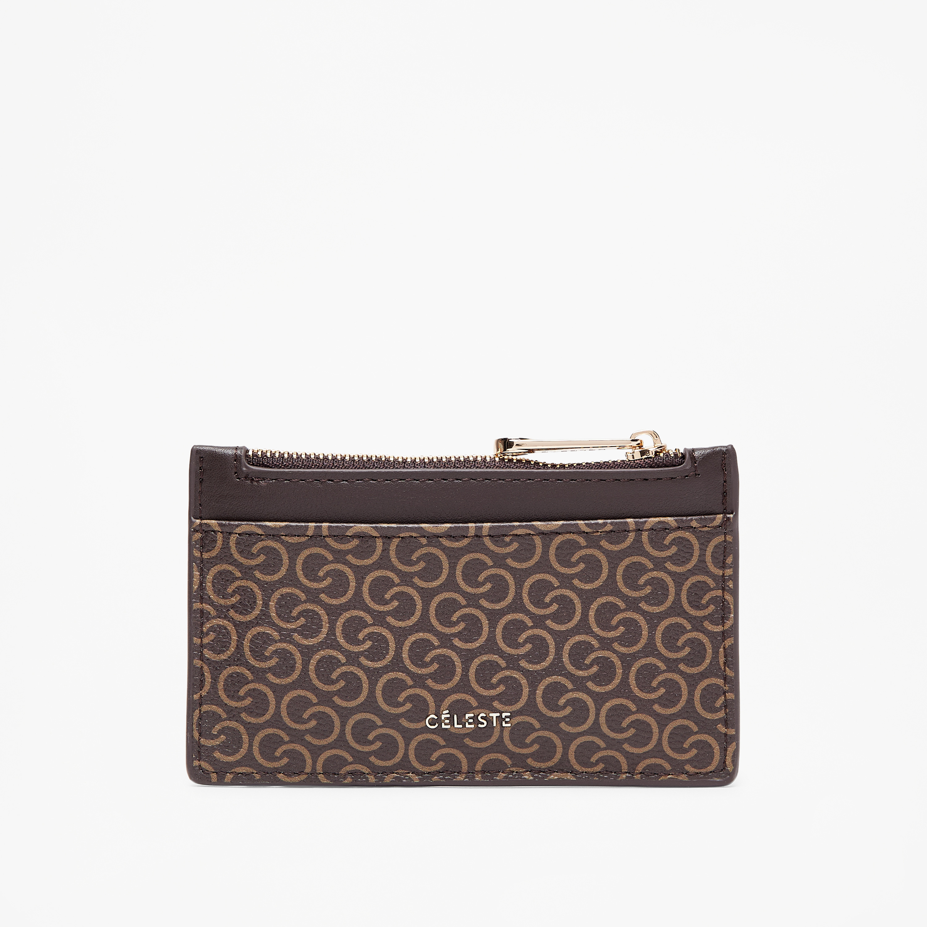 حامل بطاقات بطبعات مونوجرام وسحاب إغلاق من سيليست-women-bagsandwallets-wallets-image-1