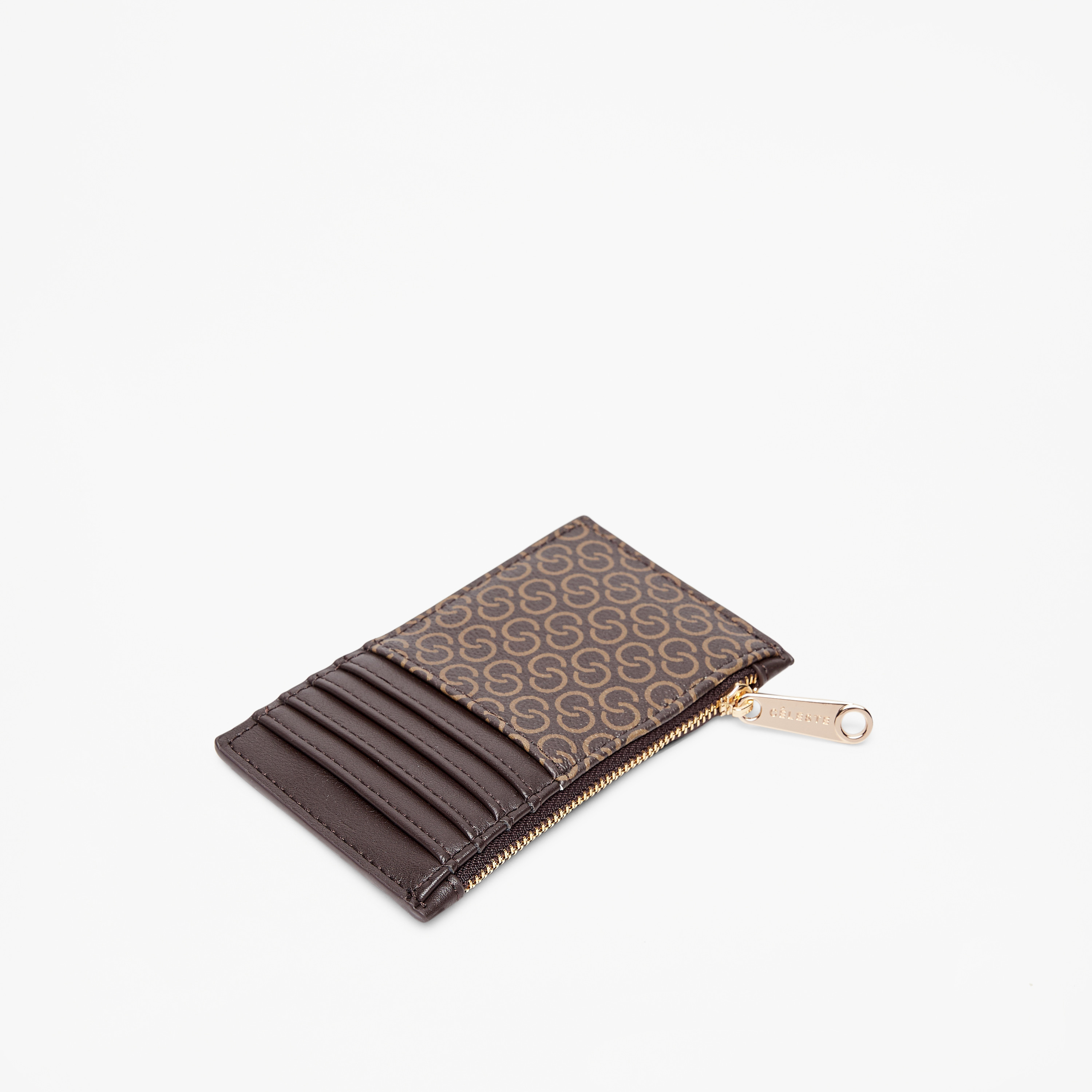 حامل بطاقات بطبعات مونوجرام وسحاب إغلاق من سيليست-women-bagsandwallets-wallets-image-3