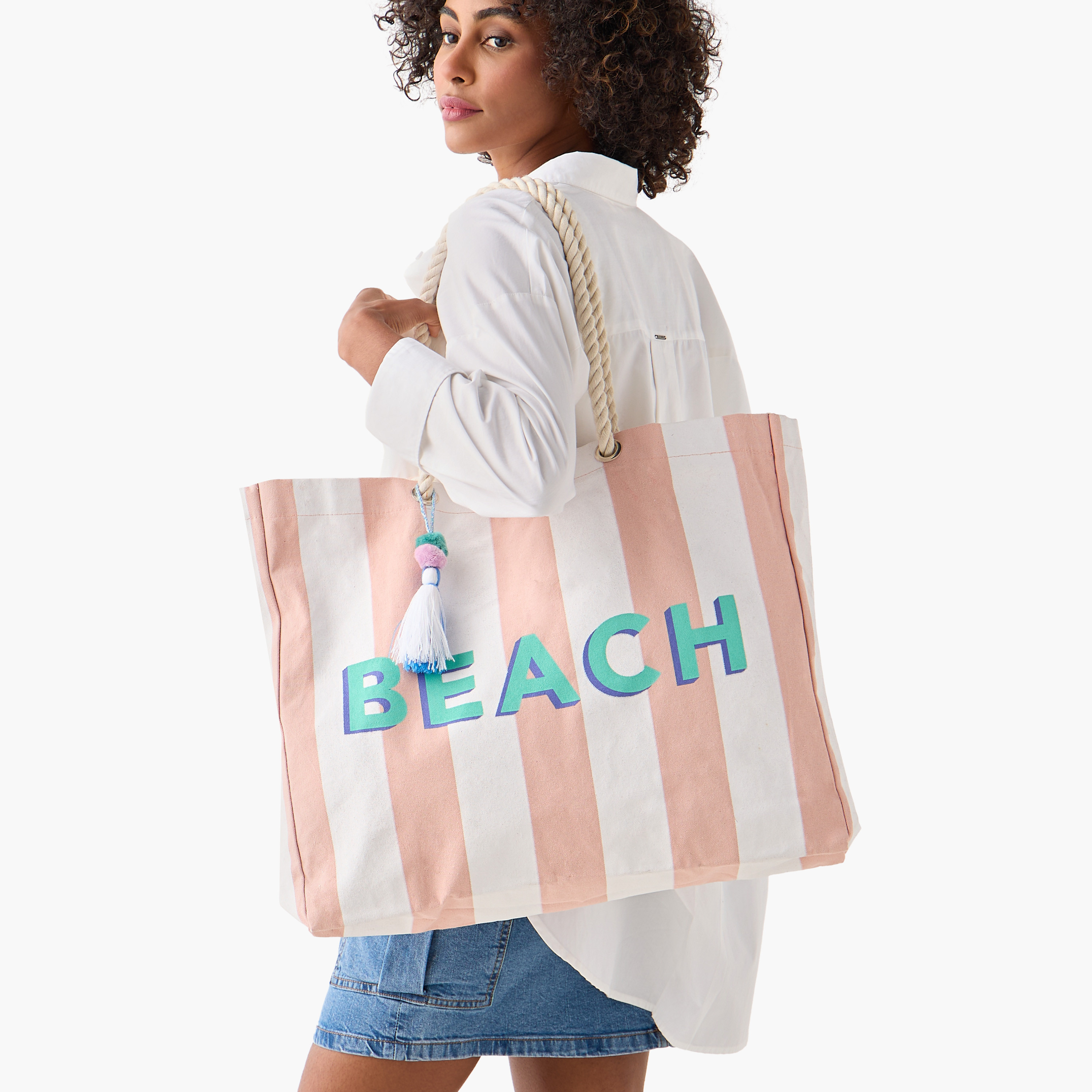Striped Canvas Tote Bag with Double Handle-women-bagsandwallets-handbags-image-2