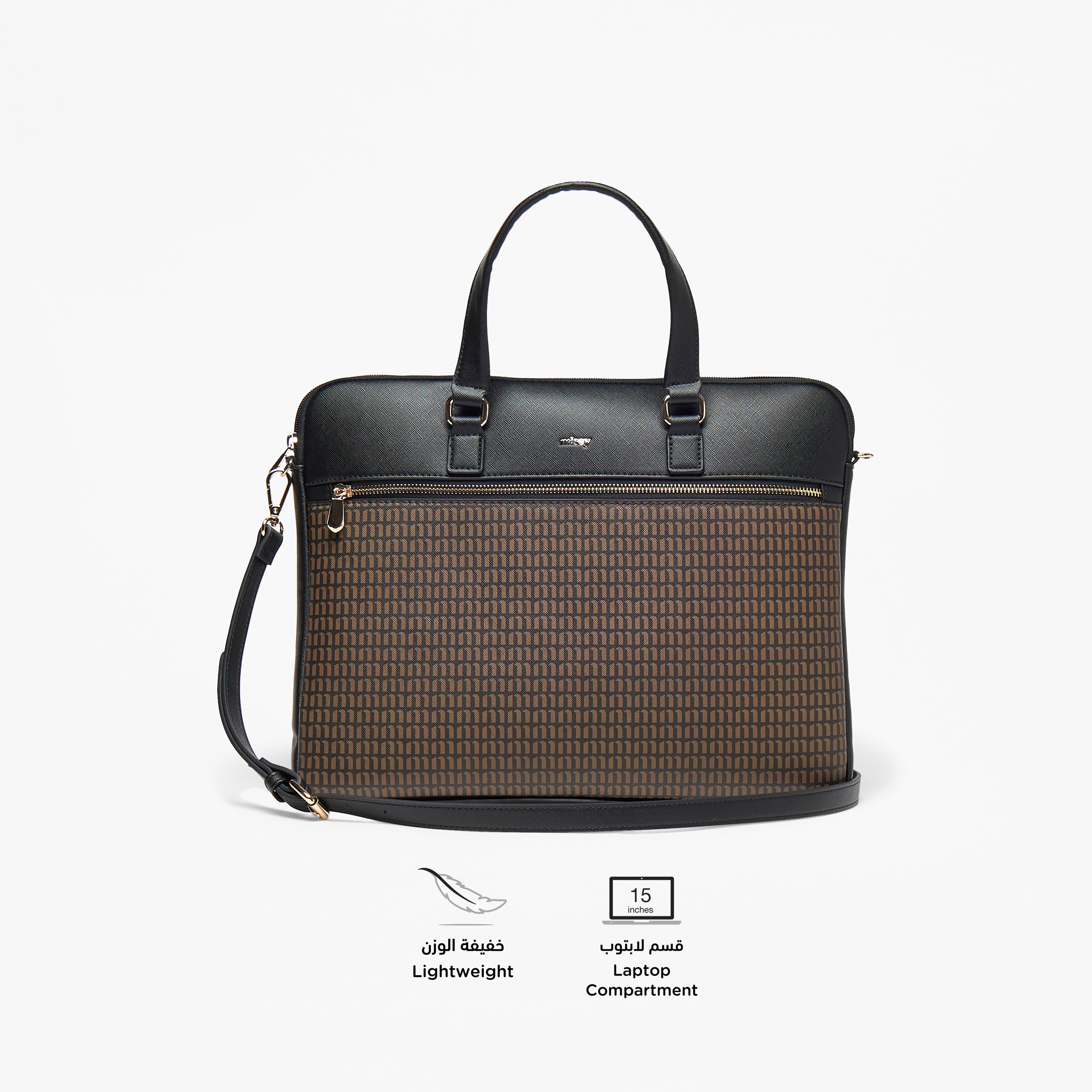 Missy Solid Laptop Bag with Detachable Strap and Zip Closure-women-bagsandwallets-handbags-image-2