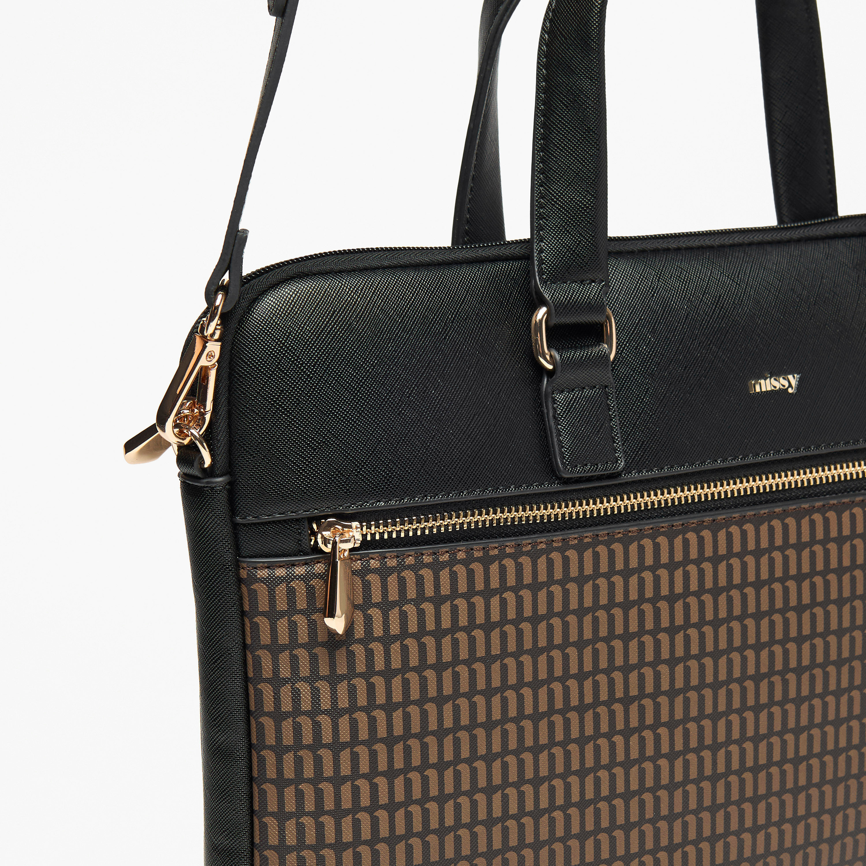 Missy Solid Laptop Bag with Detachable Strap and Zip Closure-women-bagsandwallets-handbags-image-4