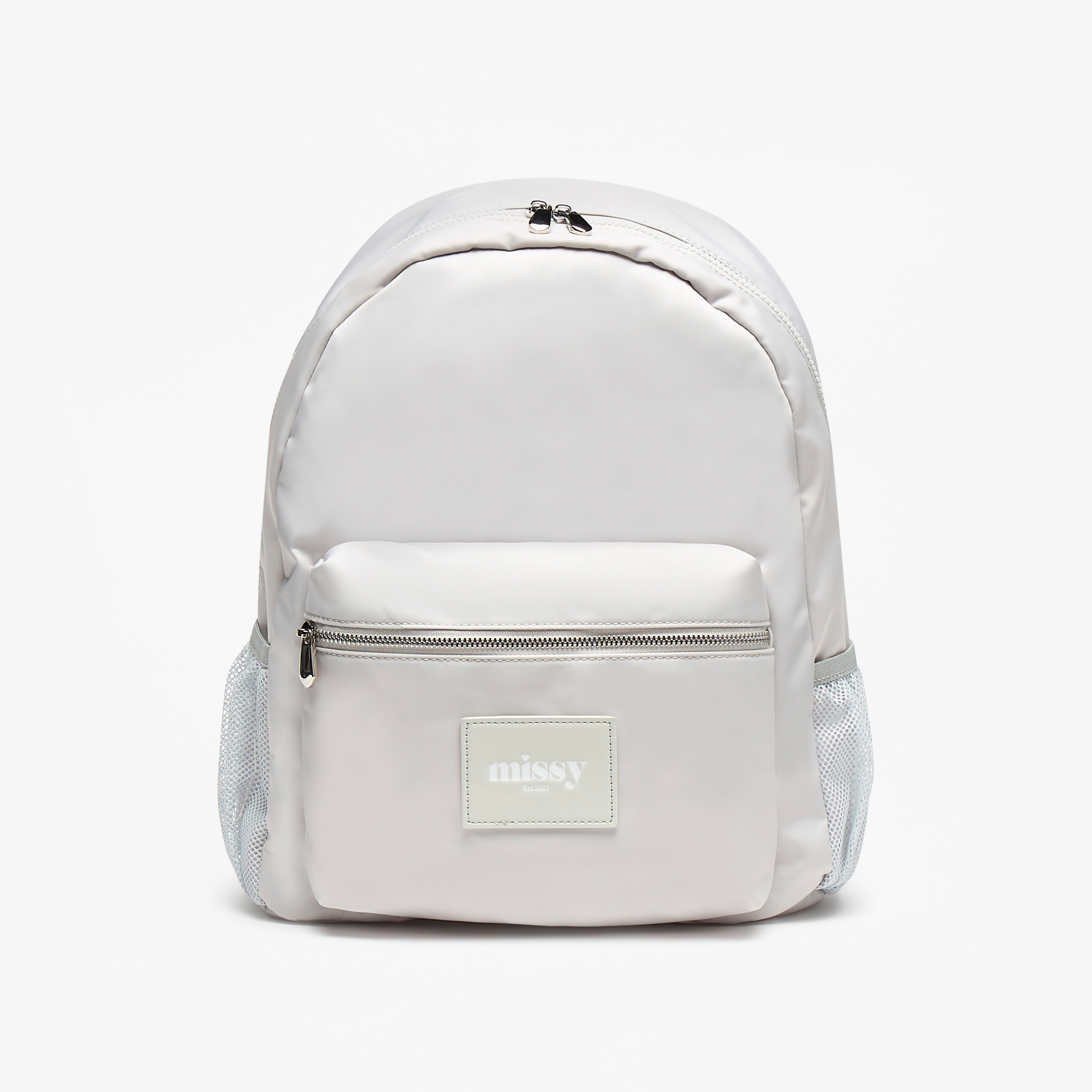 Missy Logo Applique Backpack with Adjustable Straps and Zip Closure - 31x40x13 cm-men-bags-image-1