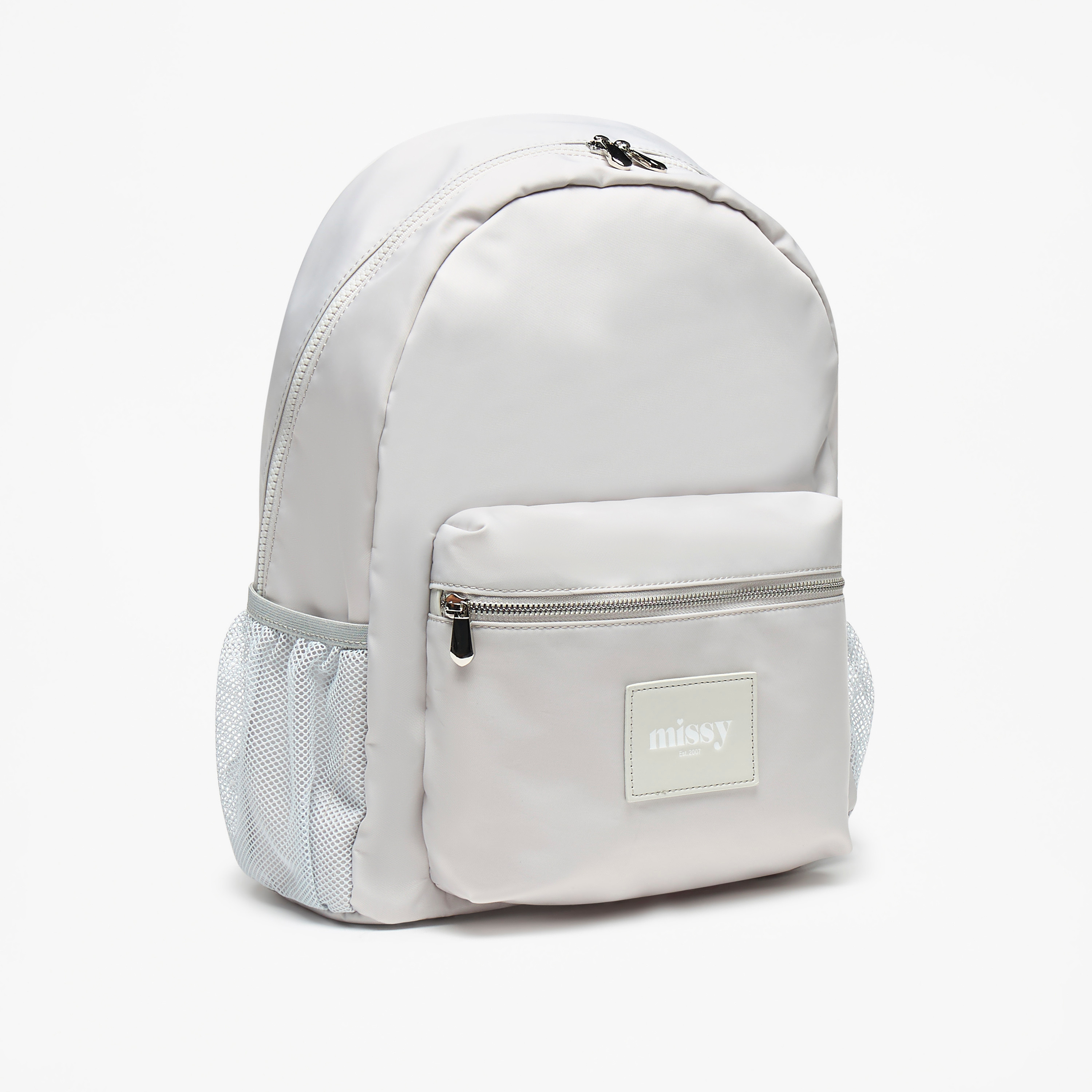 Missy Logo Applique Backpack with Adjustable Straps and Zip Closure - 31x40x13 cm-men-bags-image-2