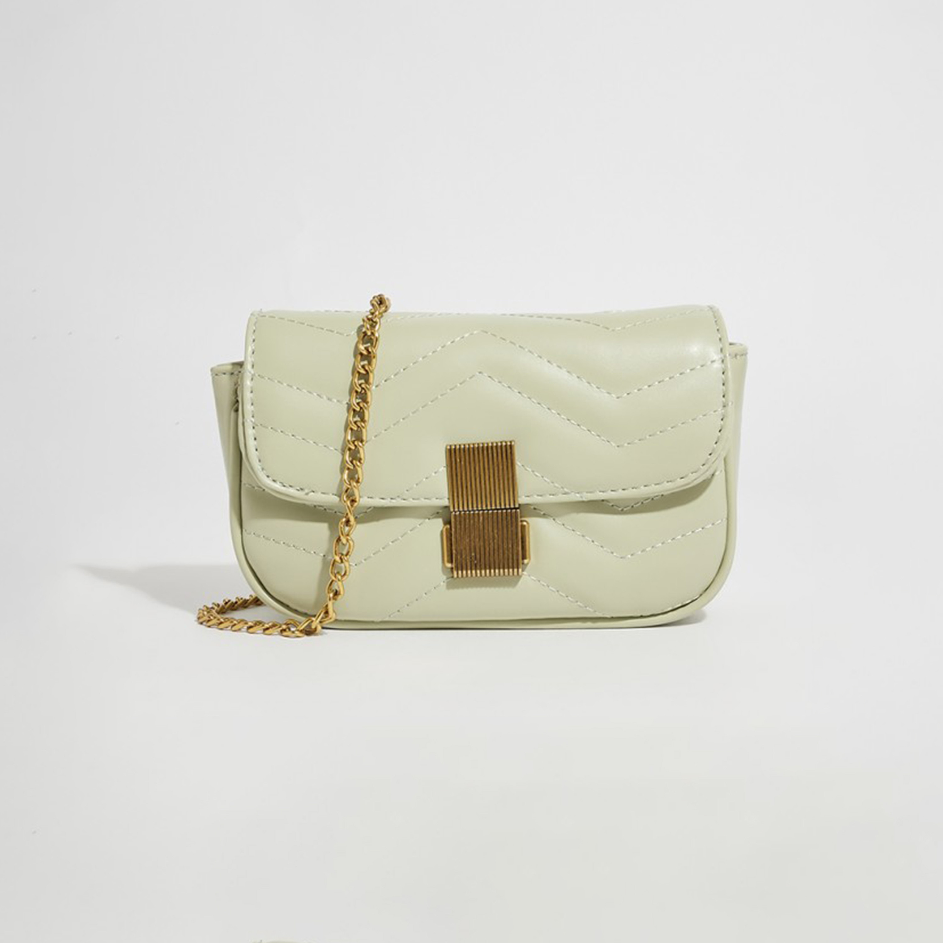 Aeropostale Quilted Crossbody Bag Green with Chain Strap and Side release closure-women-bagsandwallets-handbags-image-1