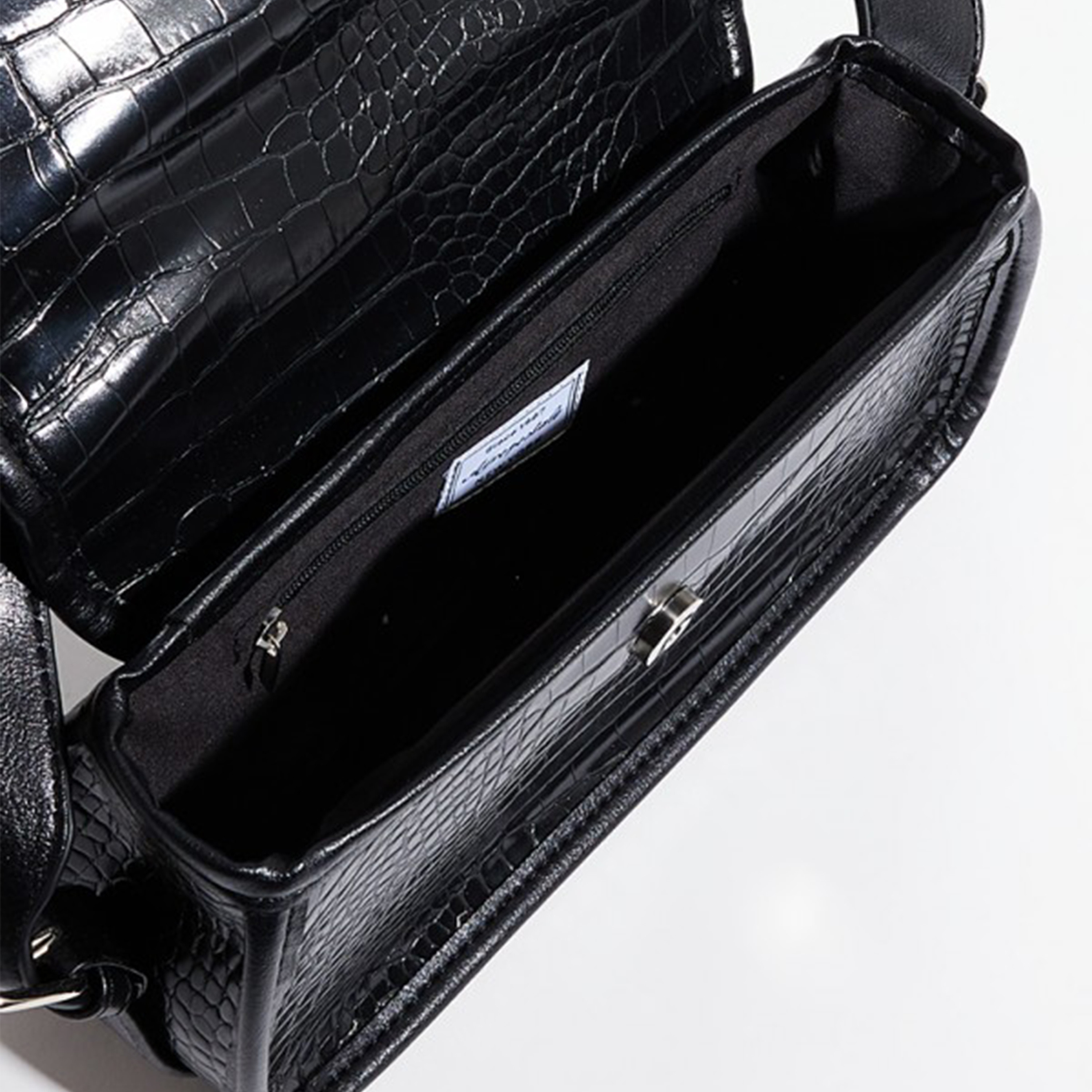 Aeropostale Textured Shoulder Bag Black with Removable Strap and Croc Texture-women-bagsandwallets-handbags-image-4