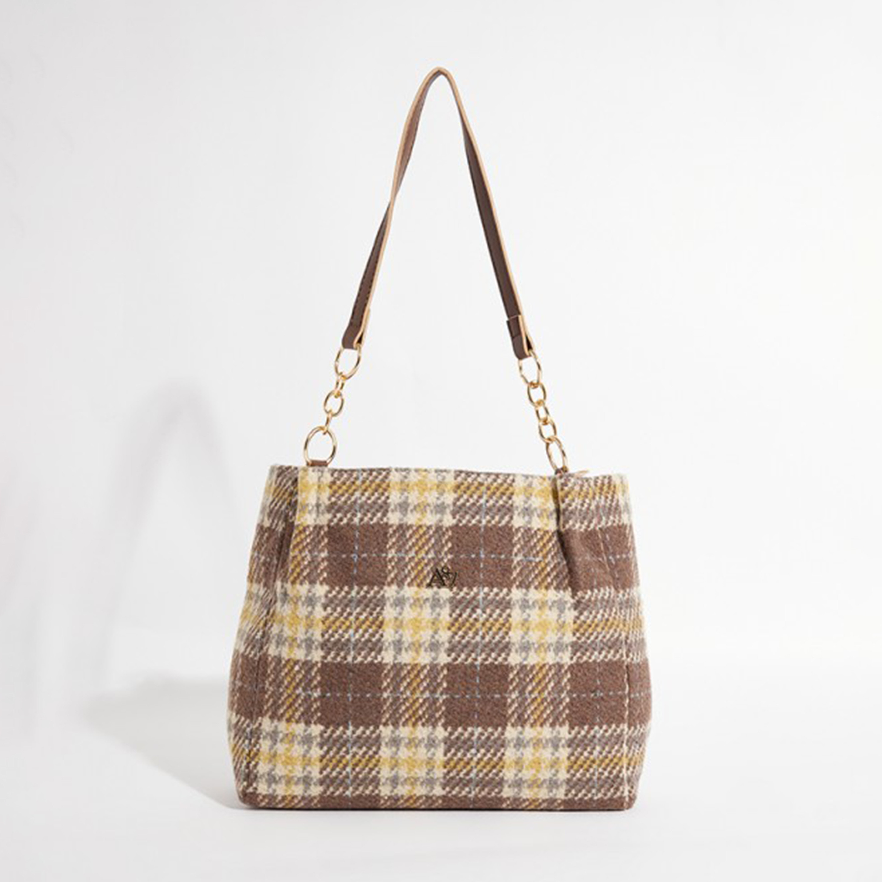 أيروبوستال شنطة كتف بتصميم مربعات وسلسلة معدنية-women-bagsandwallets-handbags-image-1