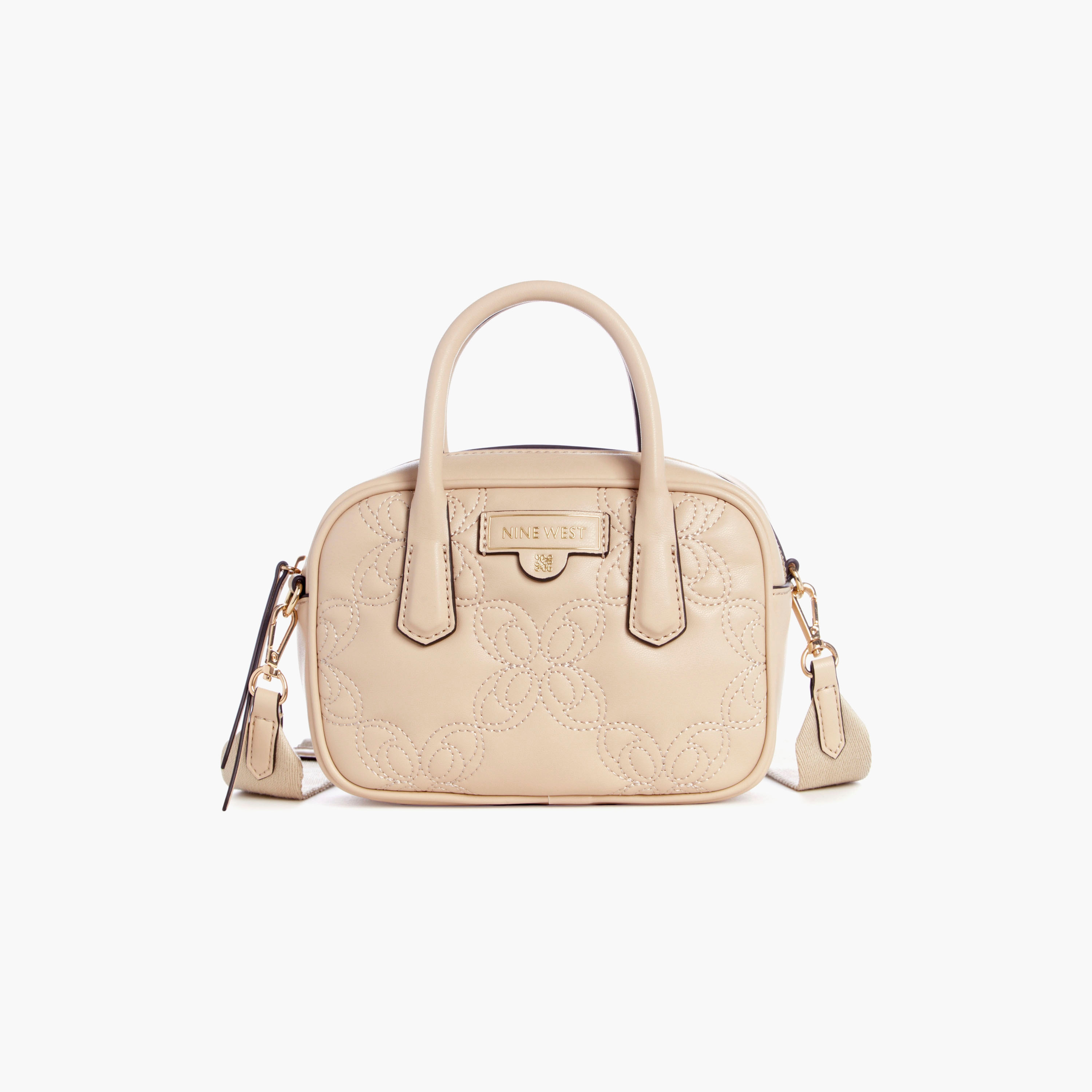 حقيبة يد علوية ذات منقوشة مع حزام قابل للفصل من ناين ويست-women-bagsandwallets-handbags-image-1