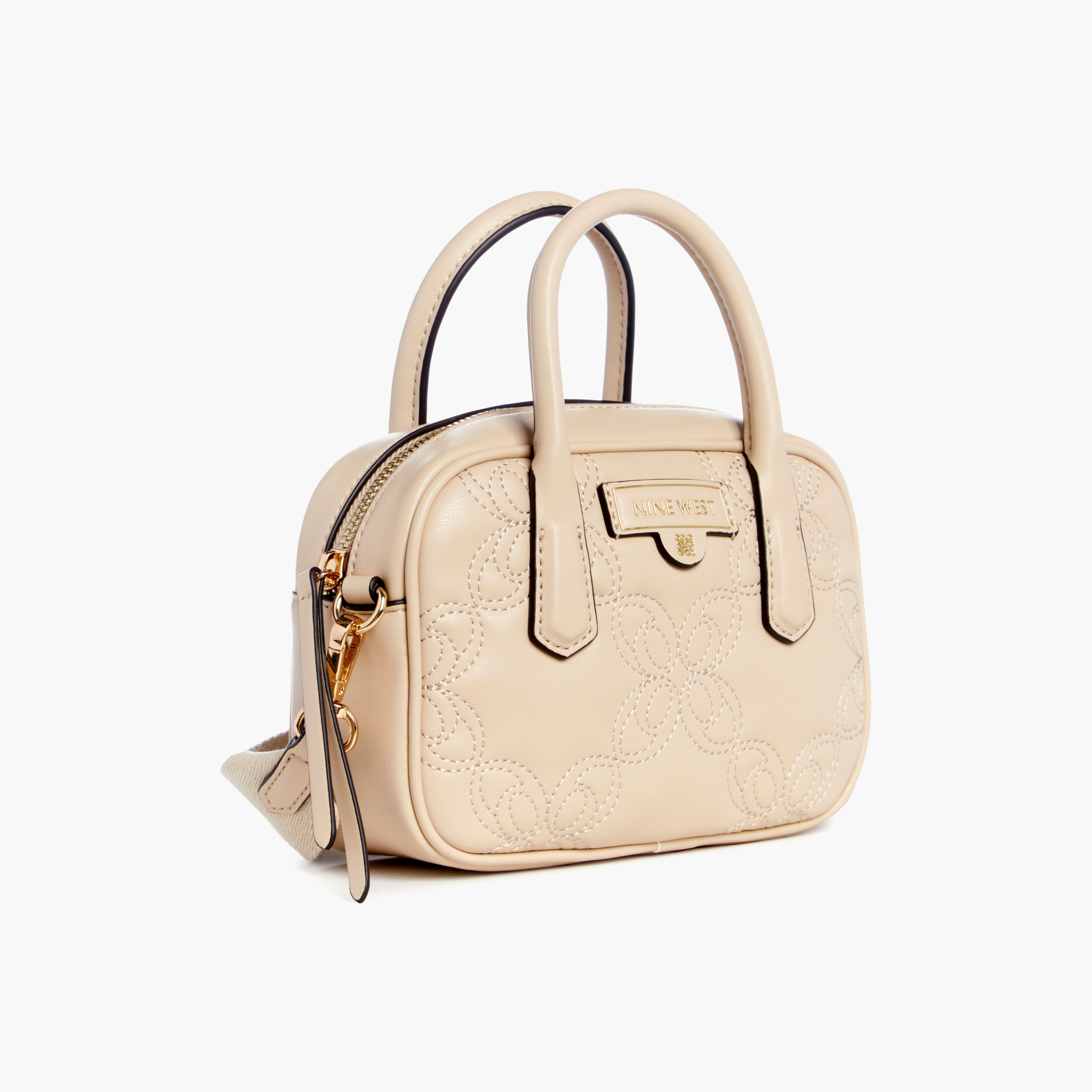 حقيبة يد علوية ذات منقوشة مع حزام قابل للفصل من ناين ويست-women-bagsandwallets-handbags-image-2