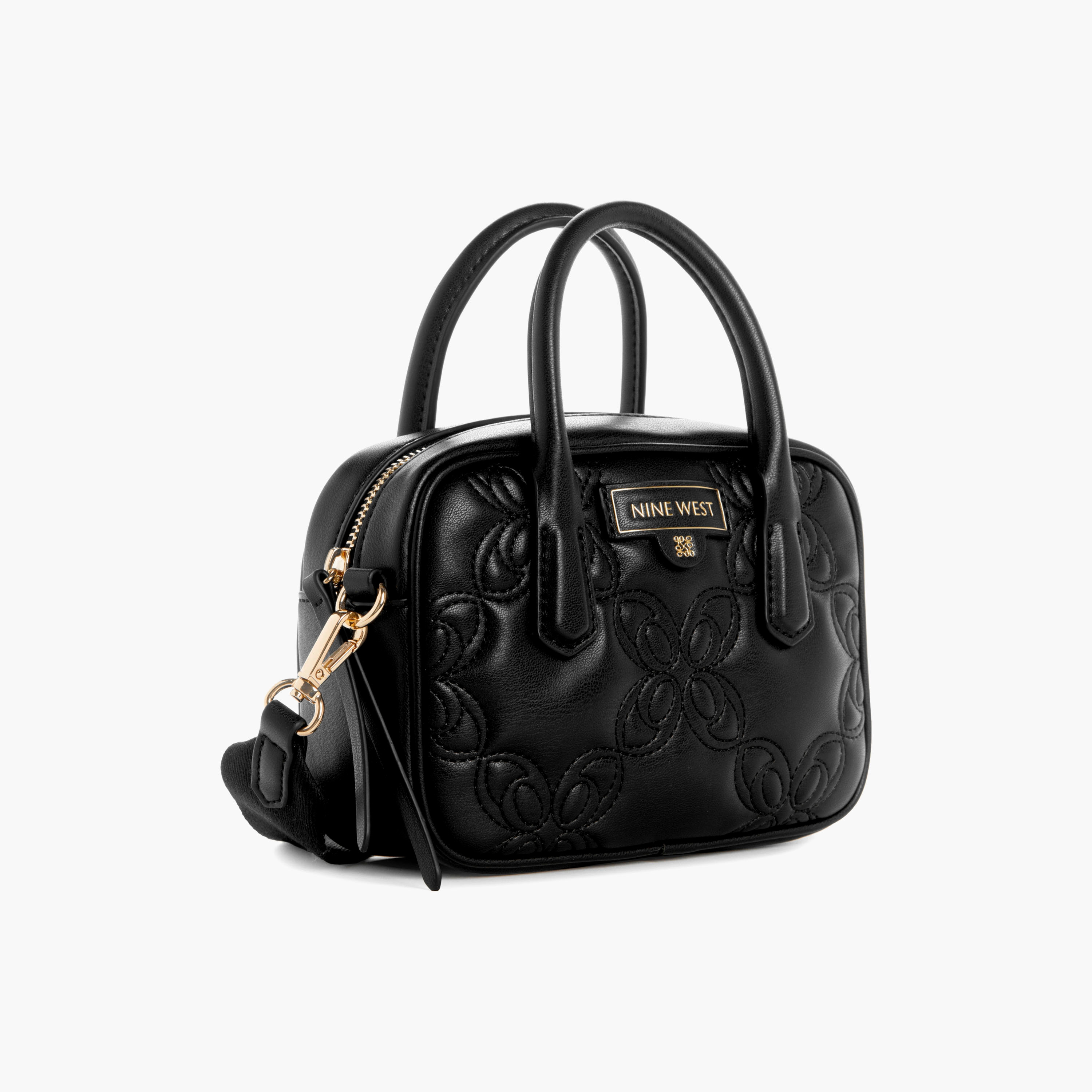 حقيبة يد علوية ذات منقوشة مع حزام قابل للفصل من ناين ويست-women-bagsandwallets-handbags-image-6