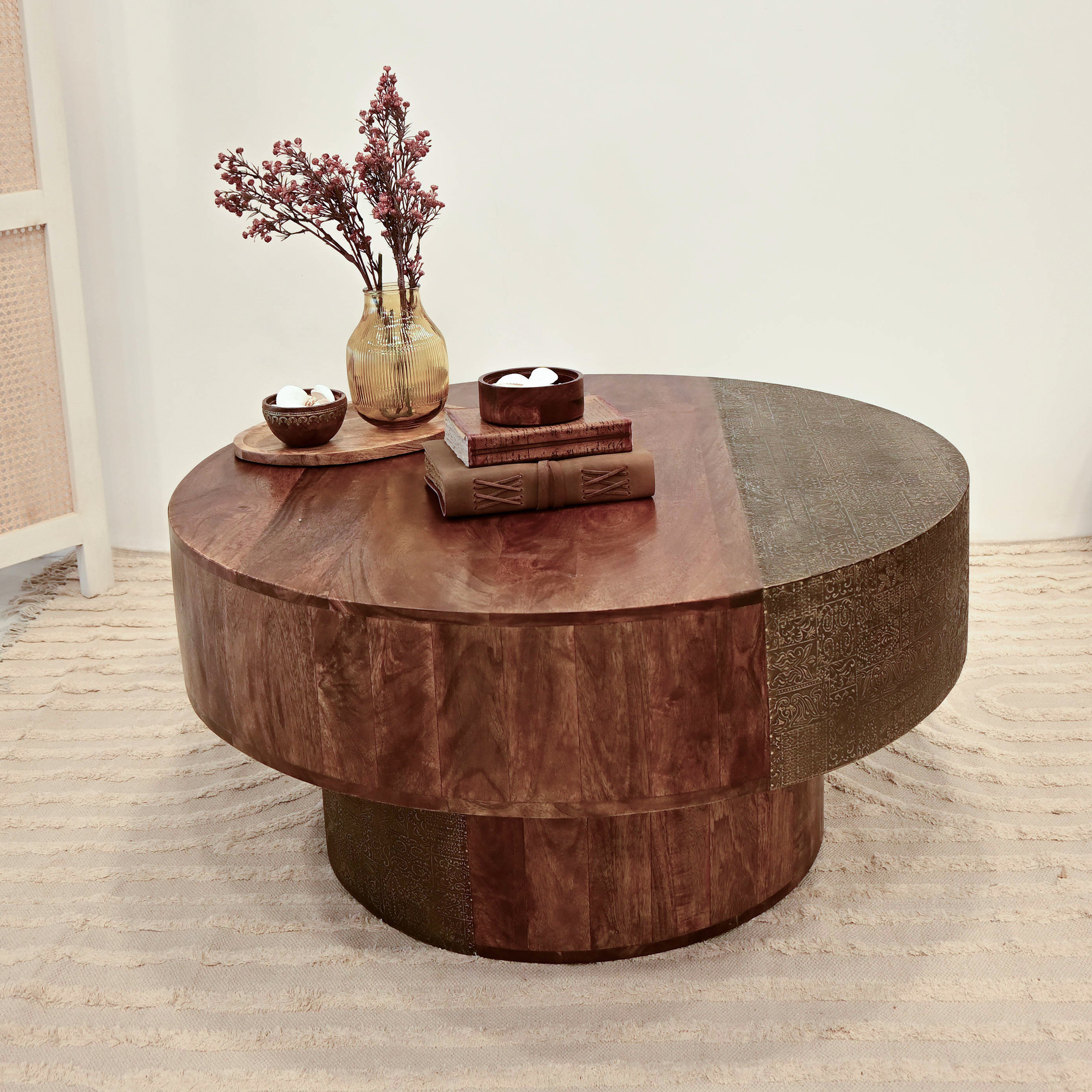 Crafted by Lifestyle Wooden Top Coffee Table with Metal Detail - 46x90x46 cms-furniture-livingroom-coffeetables-image-1