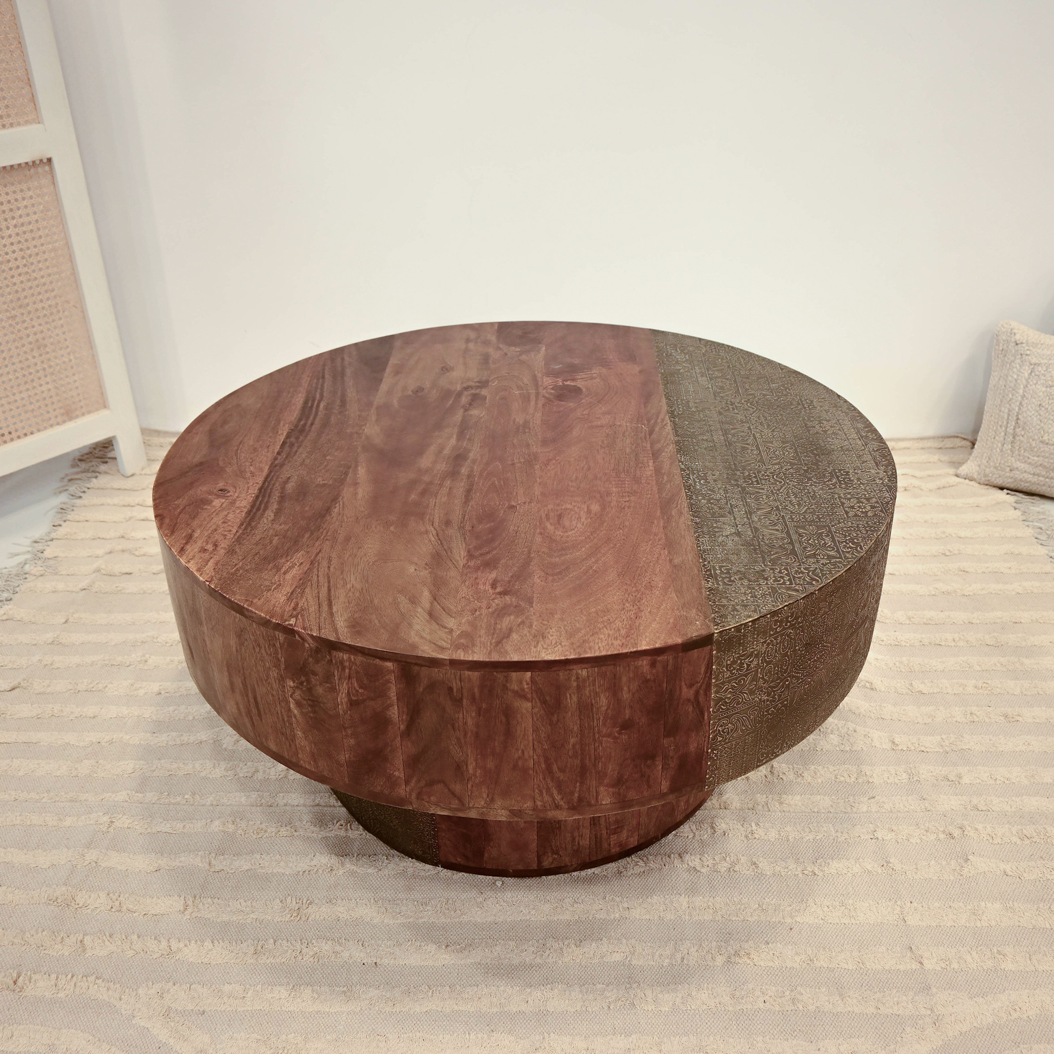 Crafted by Lifestyle Wooden Top Coffee Table with Metal Detail - 46x90x46 cms-furniture-livingroom-coffeetables-image-2