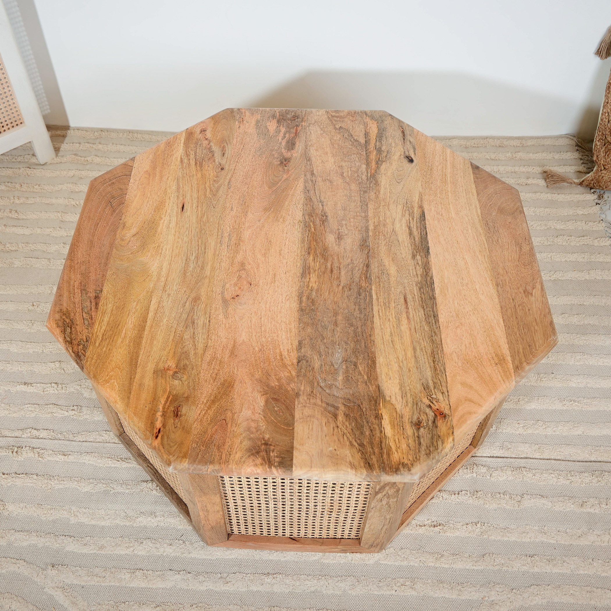 Home Carving Wooden Coffee Table with Rattan Detailing - 90x46 cm-furniture-livingroom-coffeetables-image-6