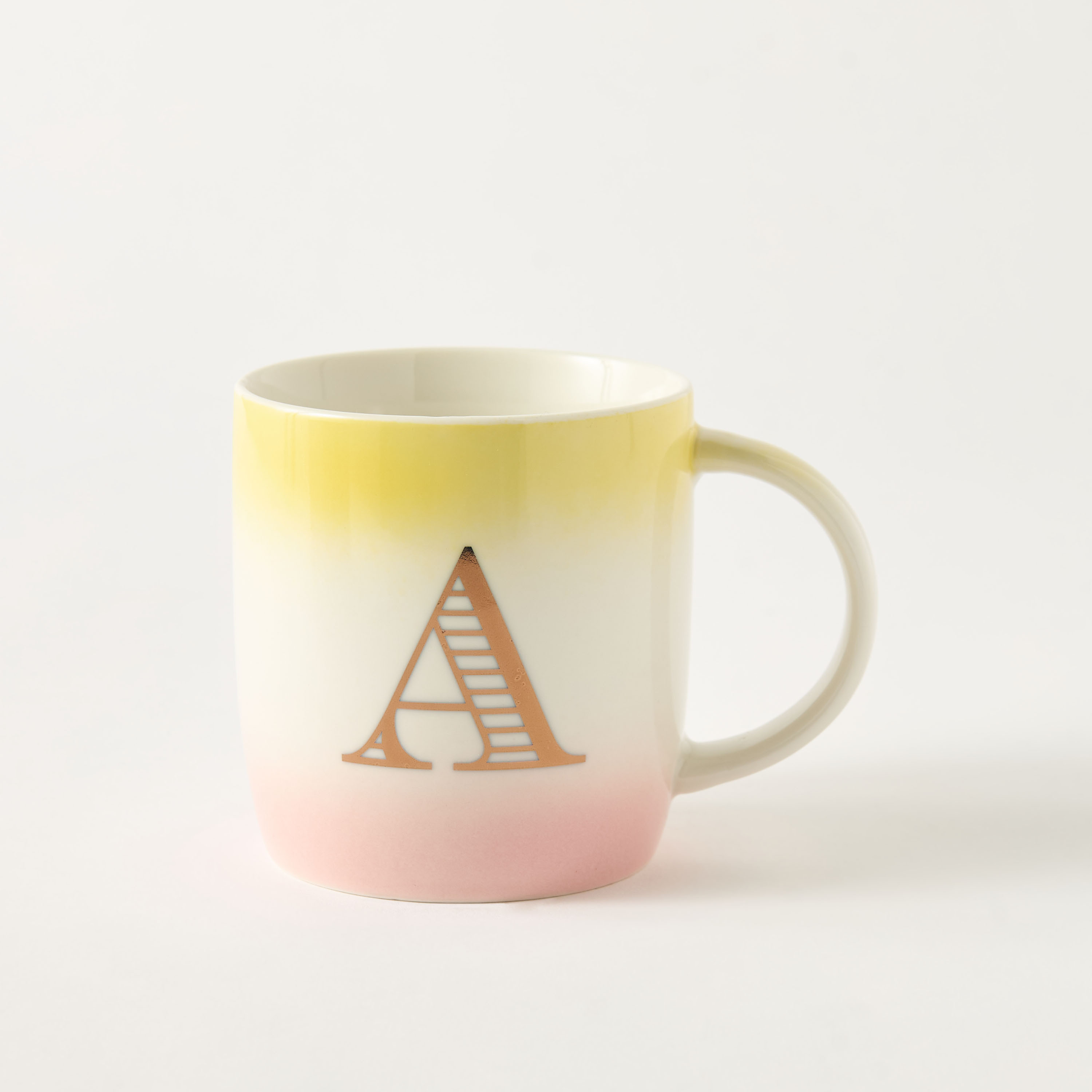 مج سيراميك بقوالب ملّونة وطبعات حرف إيه- 360 مل-household-dining-teaandcoffee-mugsandcups-image-4