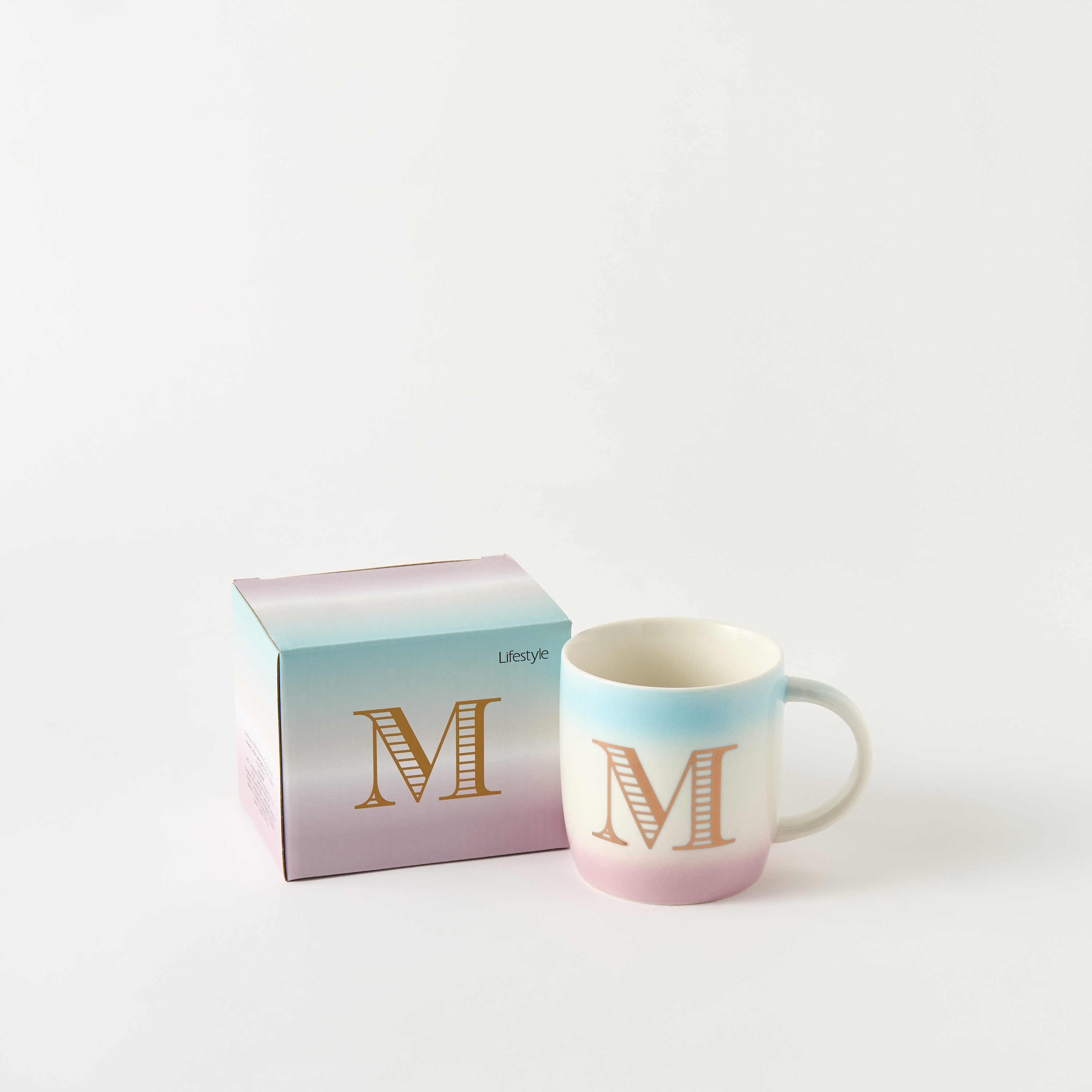 مج سيراميك بقوالب ملّونة وطبعات حرف إيه- 360 مل-household-dining-teaandcoffee-mugsandcups-image-2