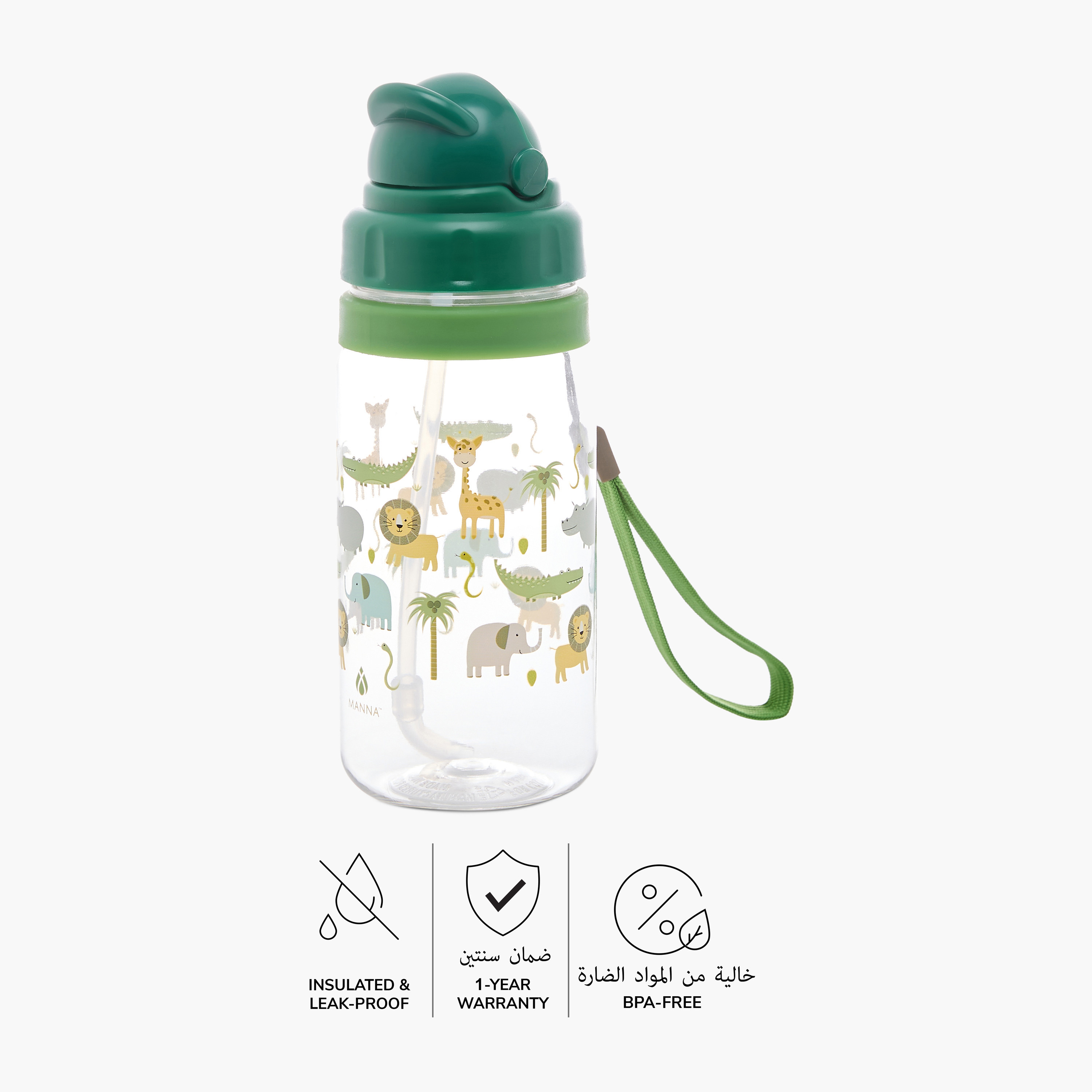 Manna Aeroplane Print Sipper Water Bottle with Strap - 510 ml-school-waterbottles-image-3