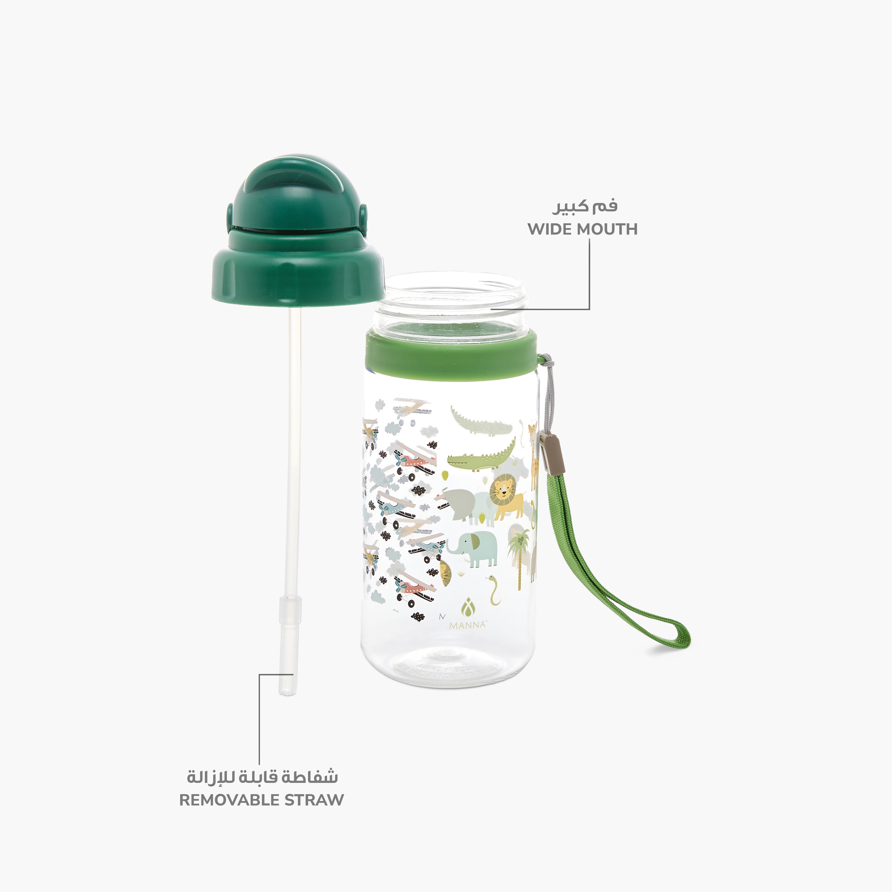 Manna Aeroplane Print Sipper Water Bottle with Strap - 510 ml-school-waterbottles-image-5