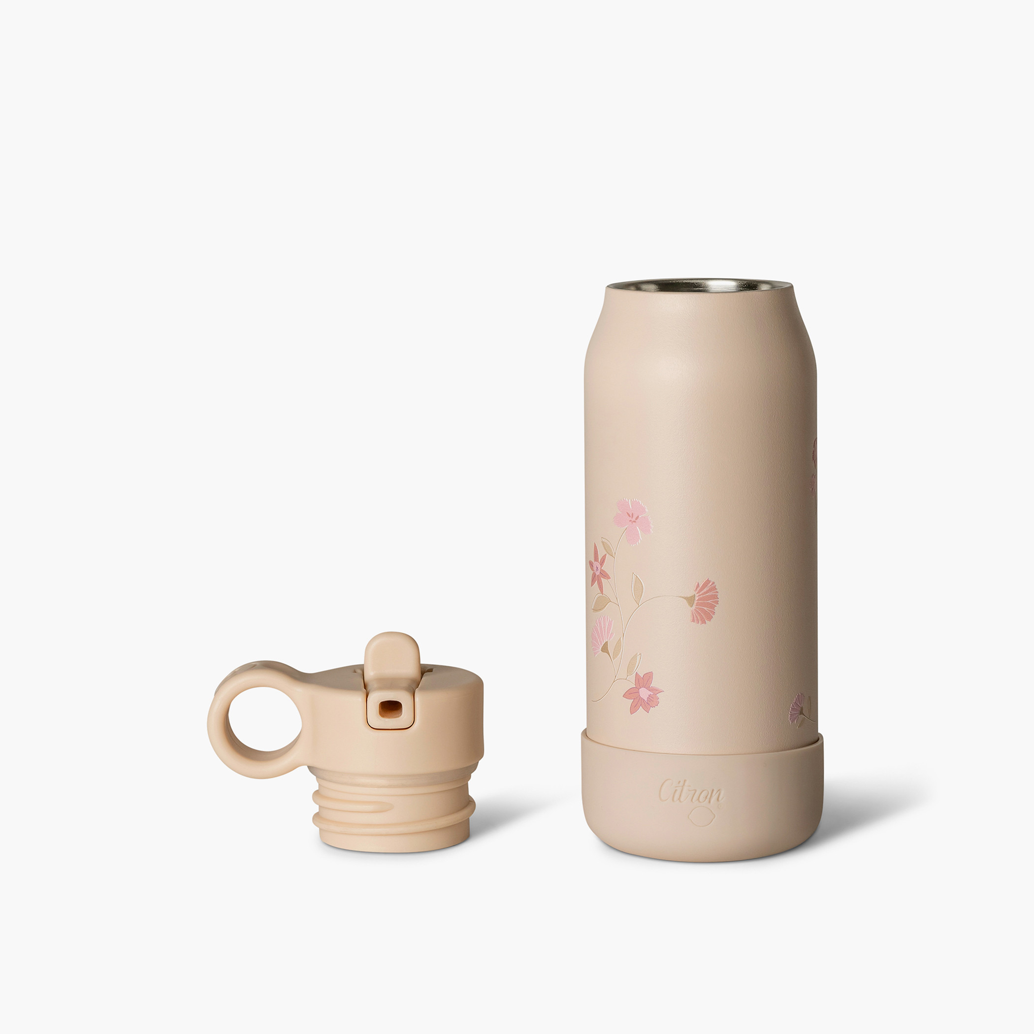Citron Floral Stainless Steel Water Bottle with Straw – 250 ml-school-waterbottles-image-2
