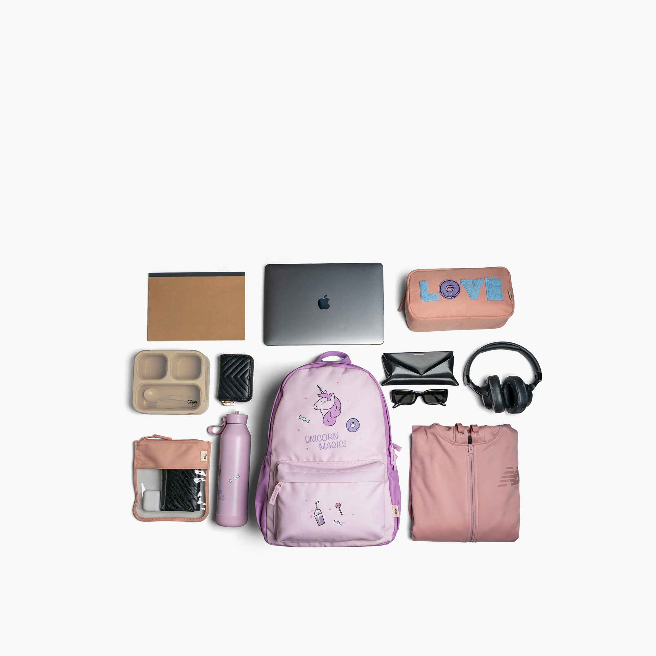 Citron Unicorn Print Backpack with Adjustable Shoulder Straps and Zip Closure - 29x40x15 cm-school-bagsandbackpacks-backpacks-image-3