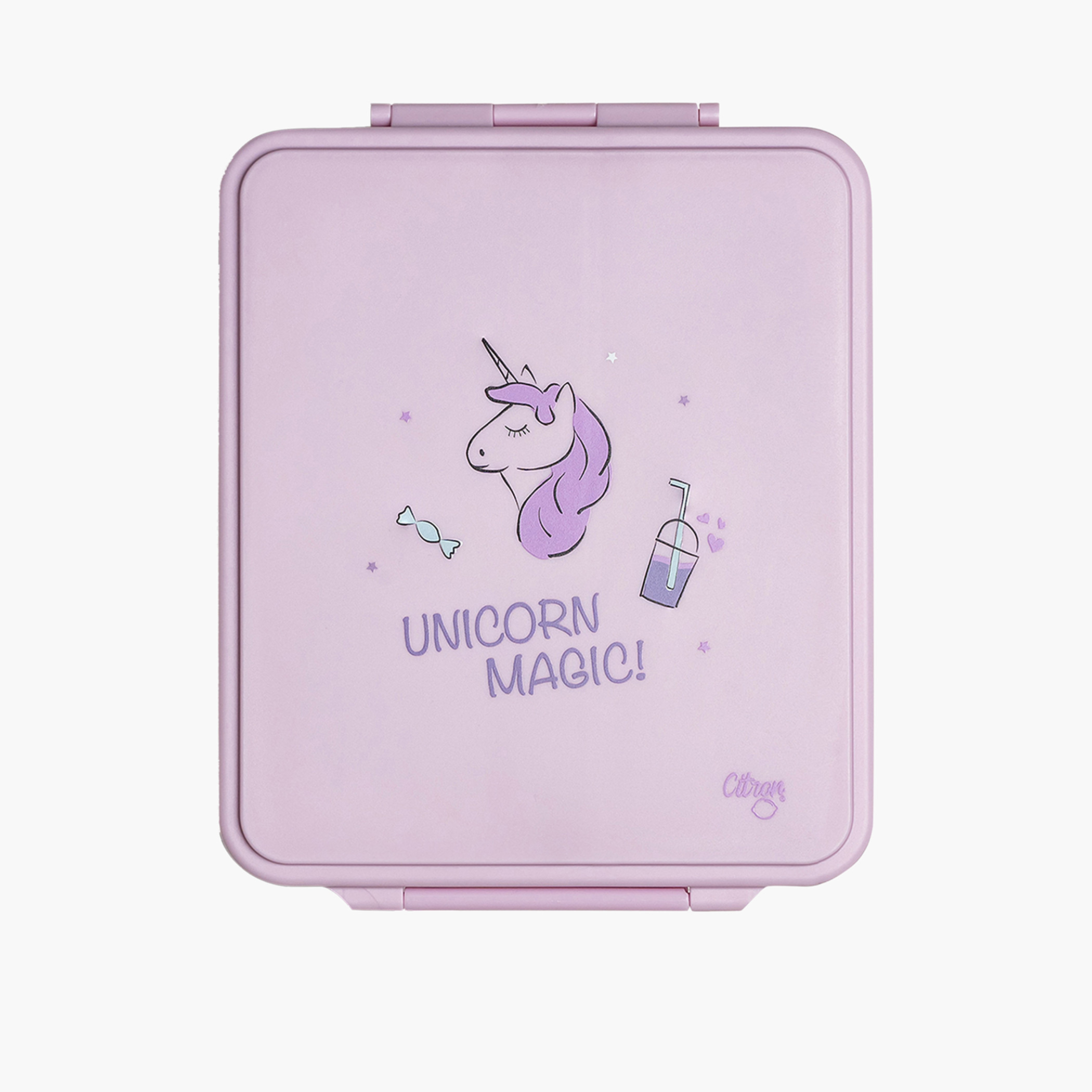 Citron Unicorn Print Sectioned Lunch Box with Clip Lock Lid6 -Month Warranty-school-lunchessentials-lunchboxes-image-1