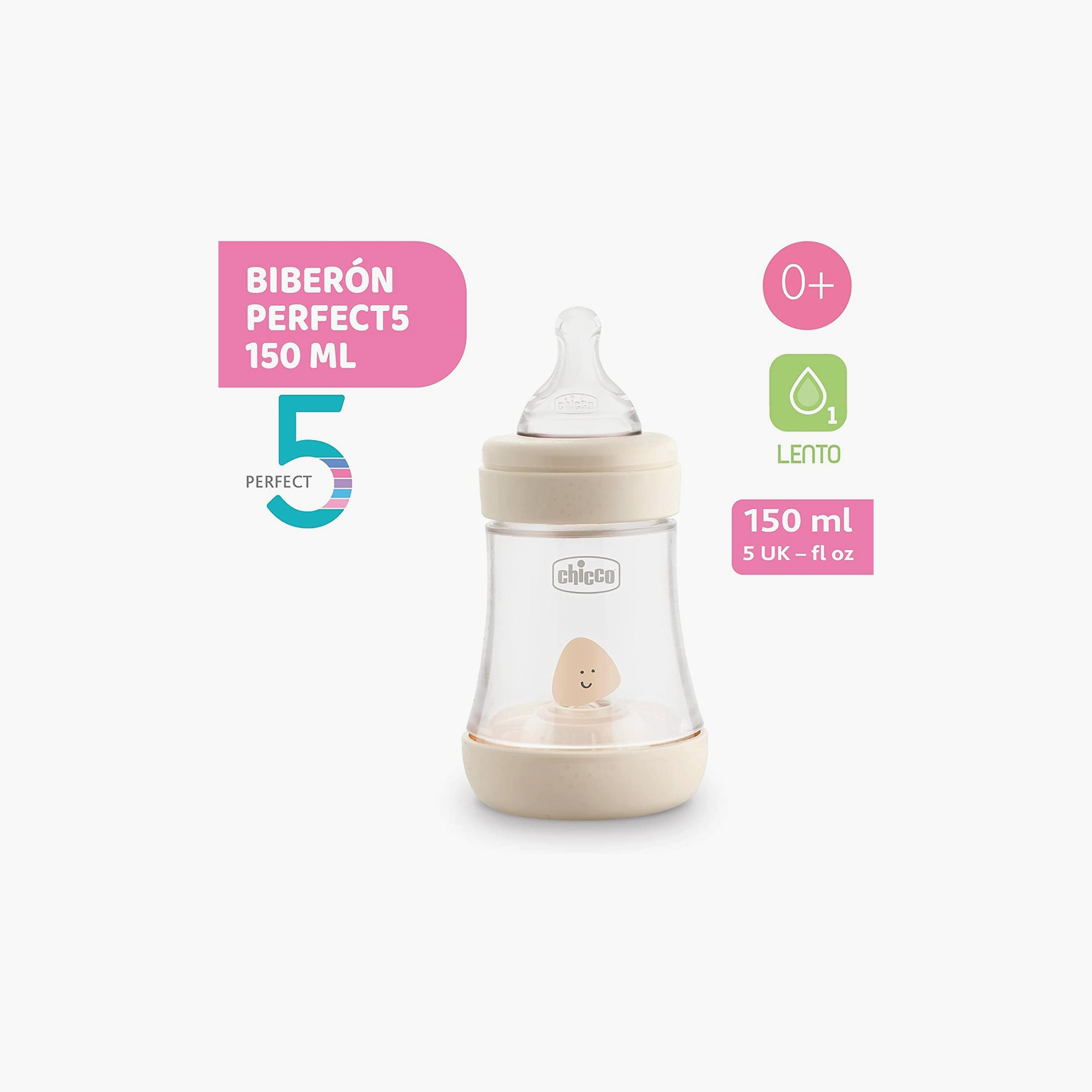 Chicco Perfect 5 Slow Flow Silicone Feeding Bottle, 150 ml-baby-feeding-feedingbottles-bottlesandteats-image-1