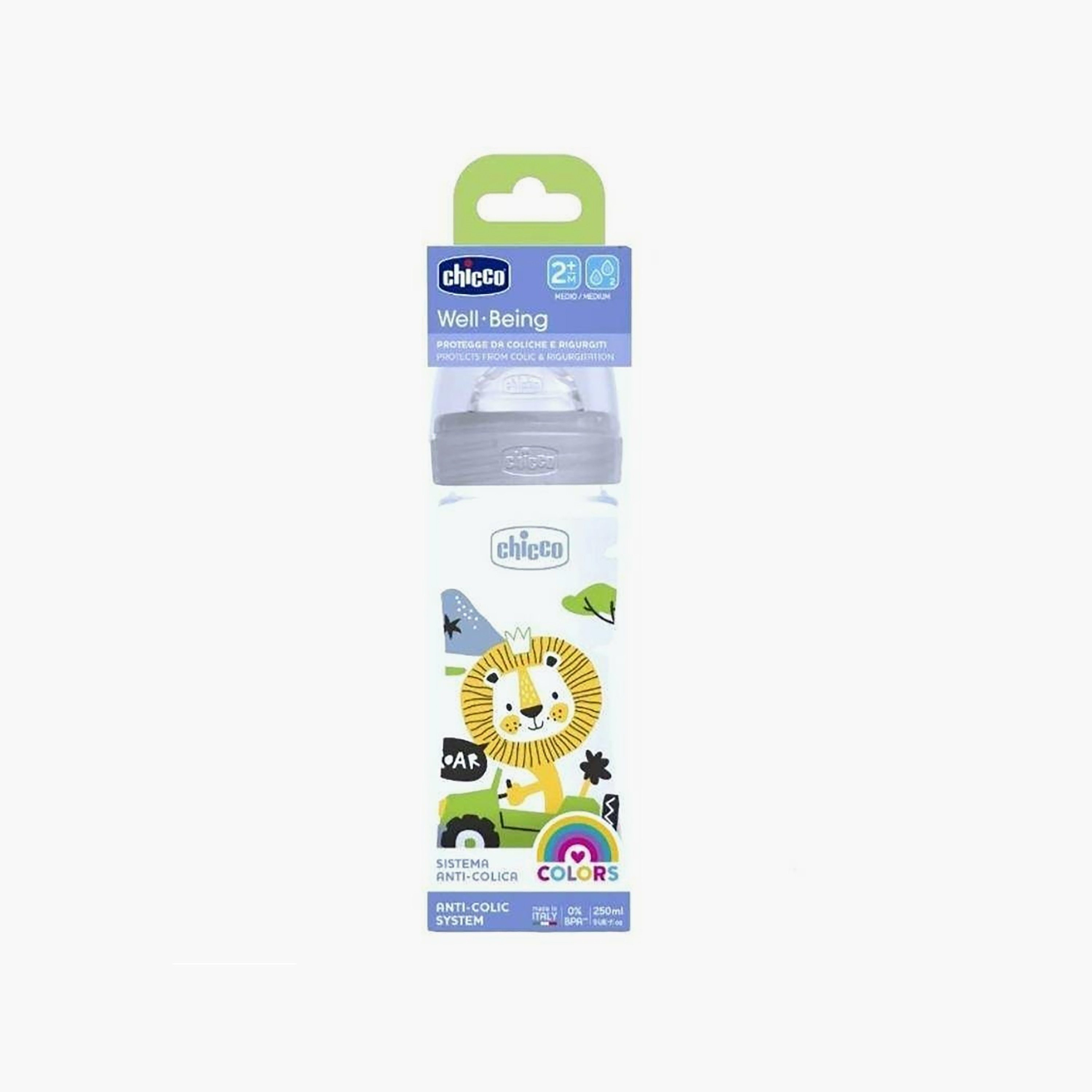 Chicco Well Being Medium Flow Silicone Feeding Bottle, 250 ml-baby-feeding-feedingbottles-bottlesandteats-image-1