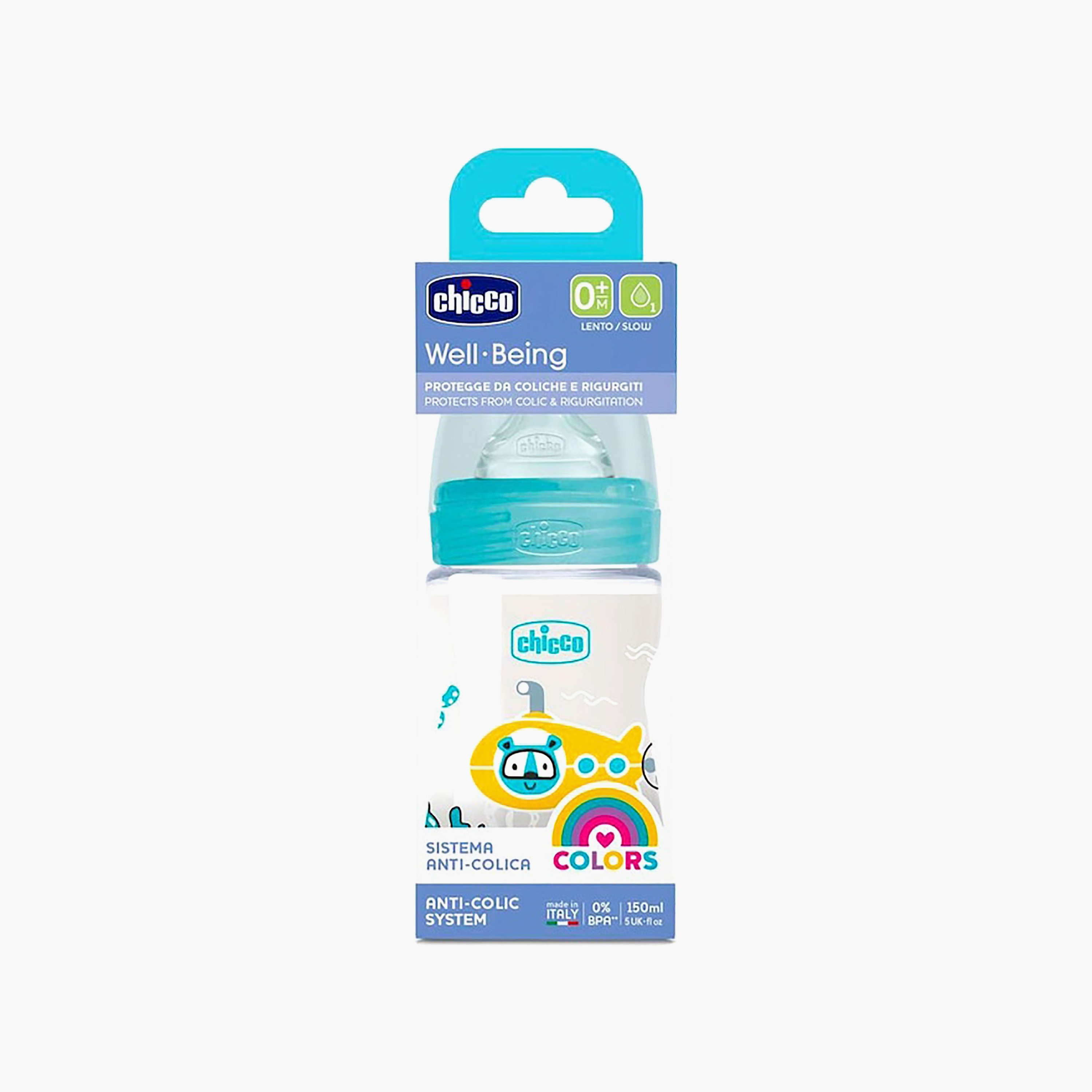 Chicco Well Being Slow Flow Silicone Feeding Bottle, 150 ml-baby-feeding-feedingbottles-bottlesandteats-image-1