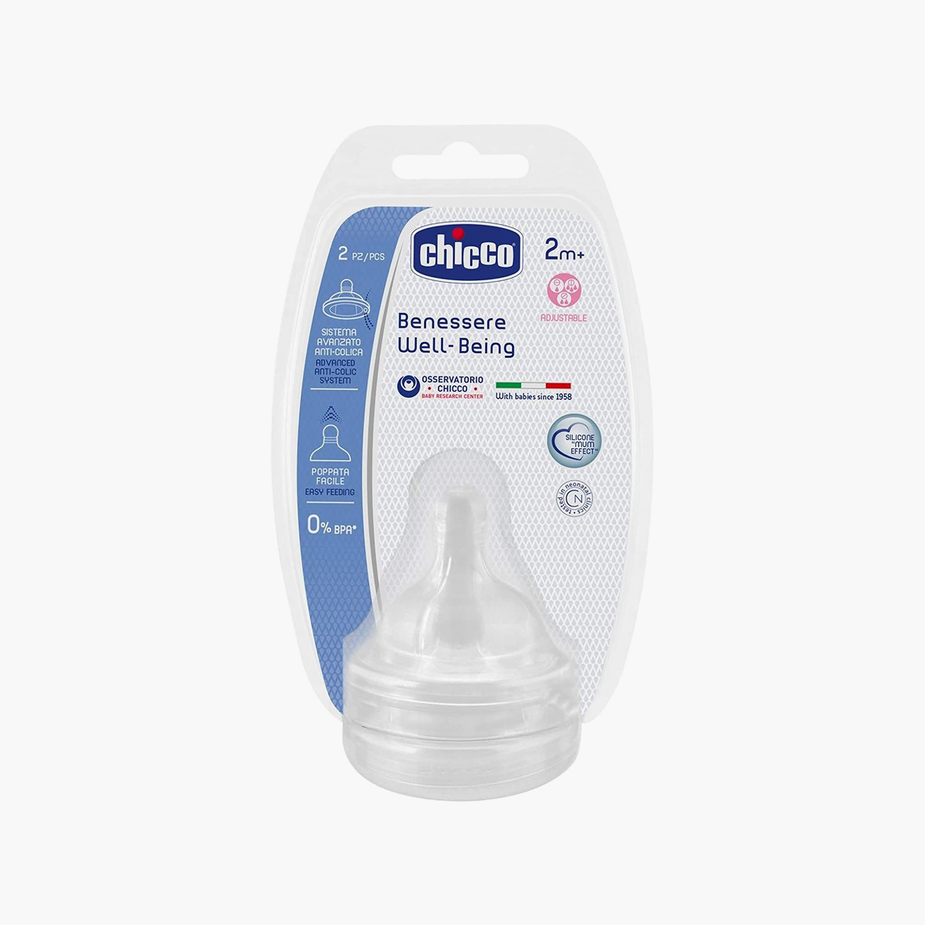 Chicco 2-Piece Well Being Adjustable Silicone Teats-baby-feeding-feedingbottles-bottlesandteats-image-1