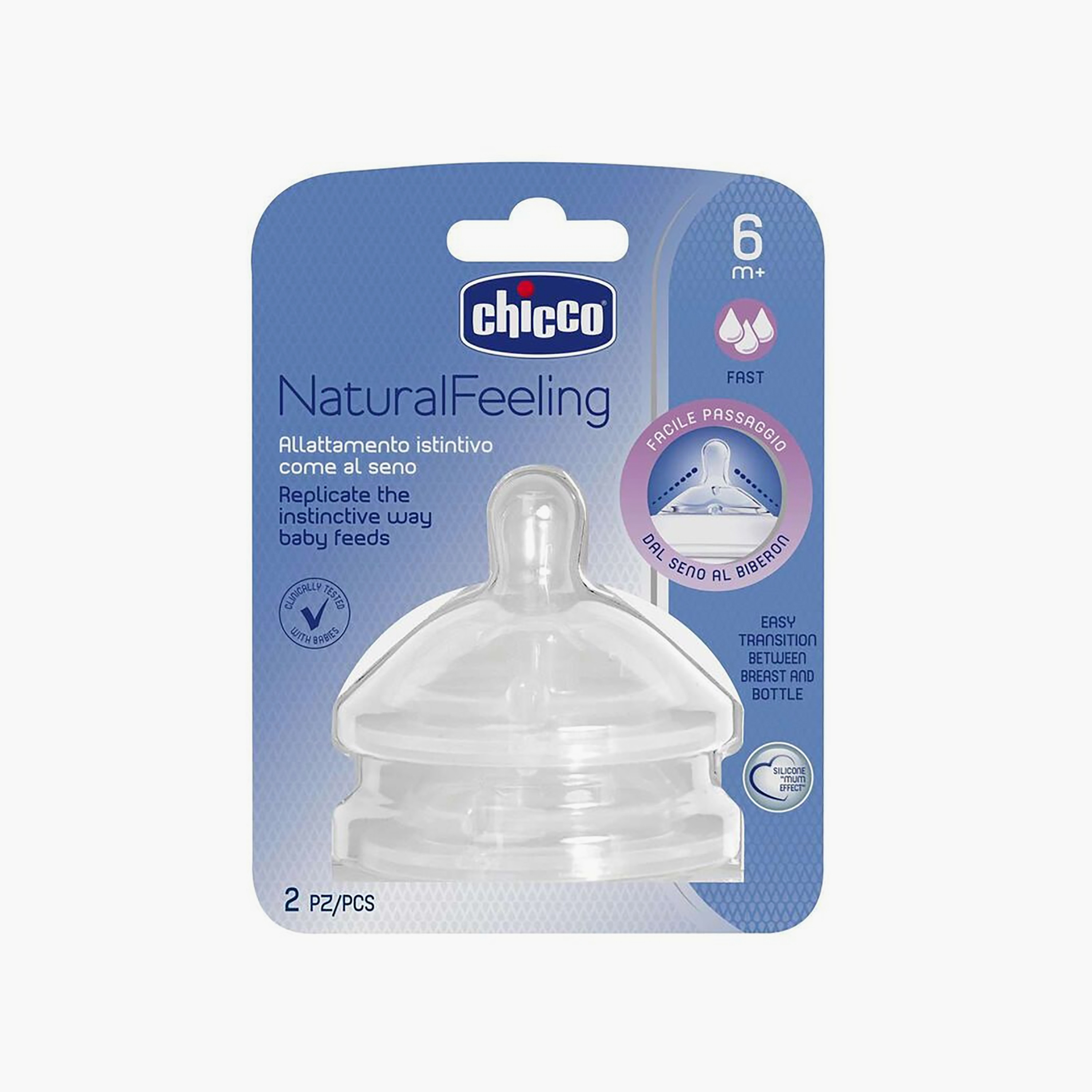 Chicco 2-Piece Fast Flow Natural Teat, 6 Months +-baby-feeding-feedingbottles-bottlesandteats-image-1