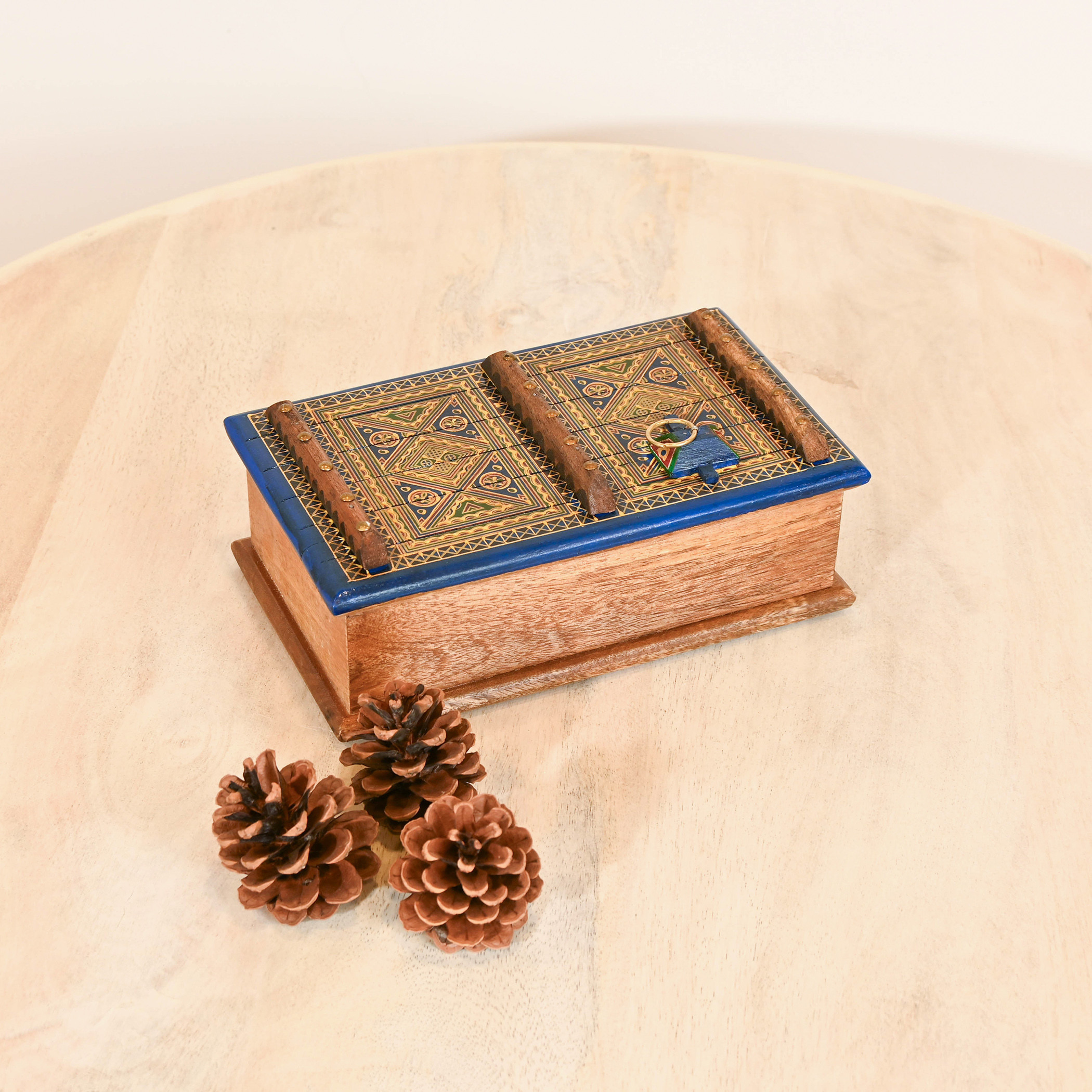Home Carving Wooden Decorative Box - 15x25x9 cms-household-decor-boxesandtrays-image-1