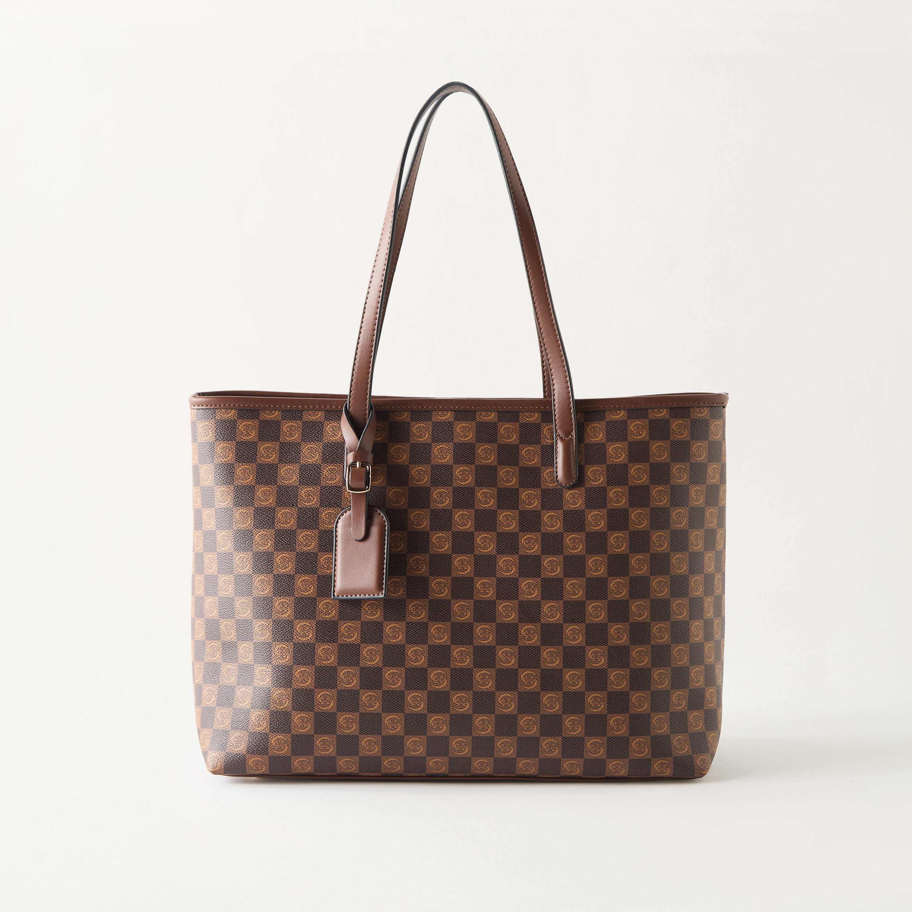 Sasha All-Over Logo Print Tote Bag with Double Handle and Zip Closure-women-bagsandwallets-handbags-image-1