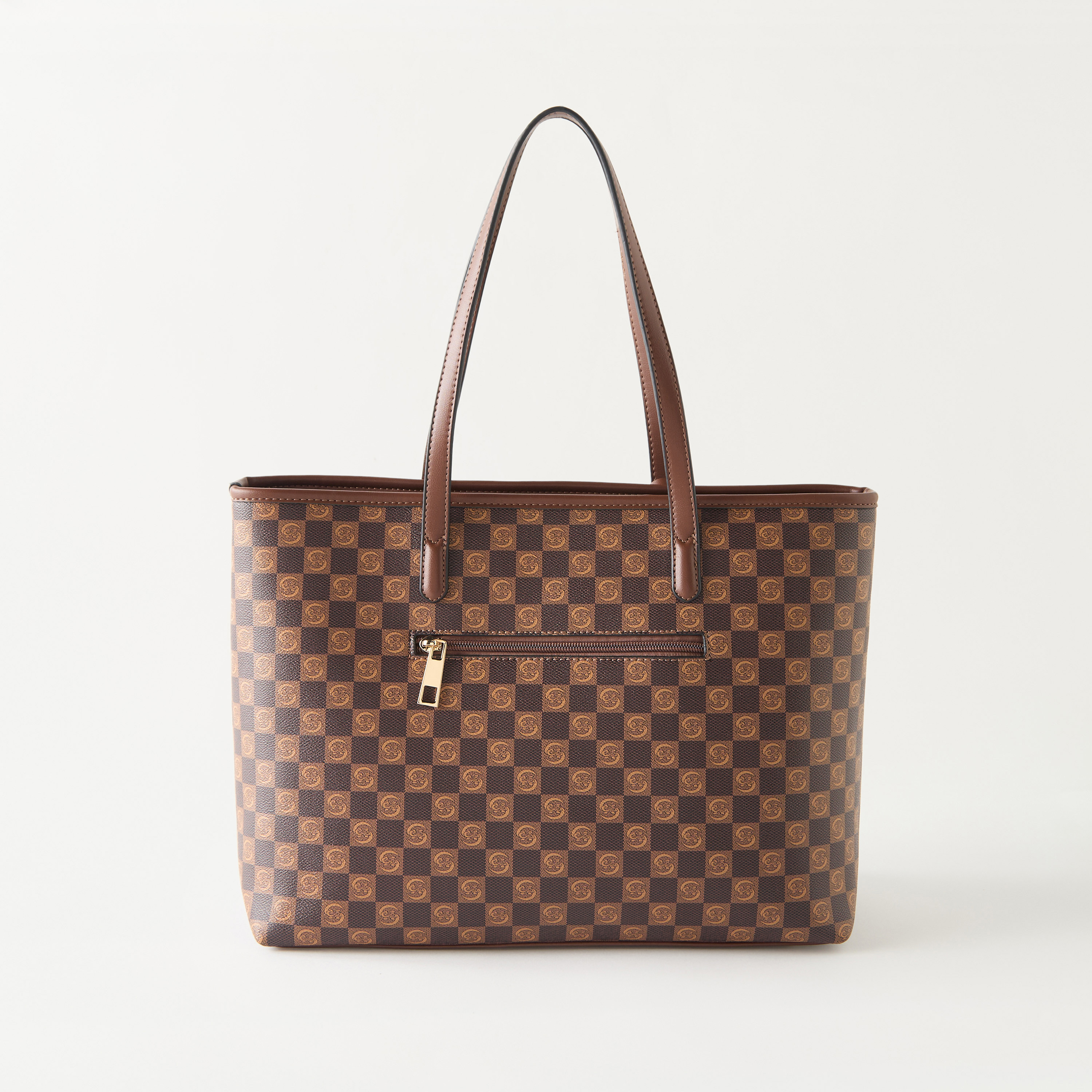 Sasha All-Over Logo Print Tote Bag with Double Handle and Zip Closure-women-bagsandwallets-handbags-image-3